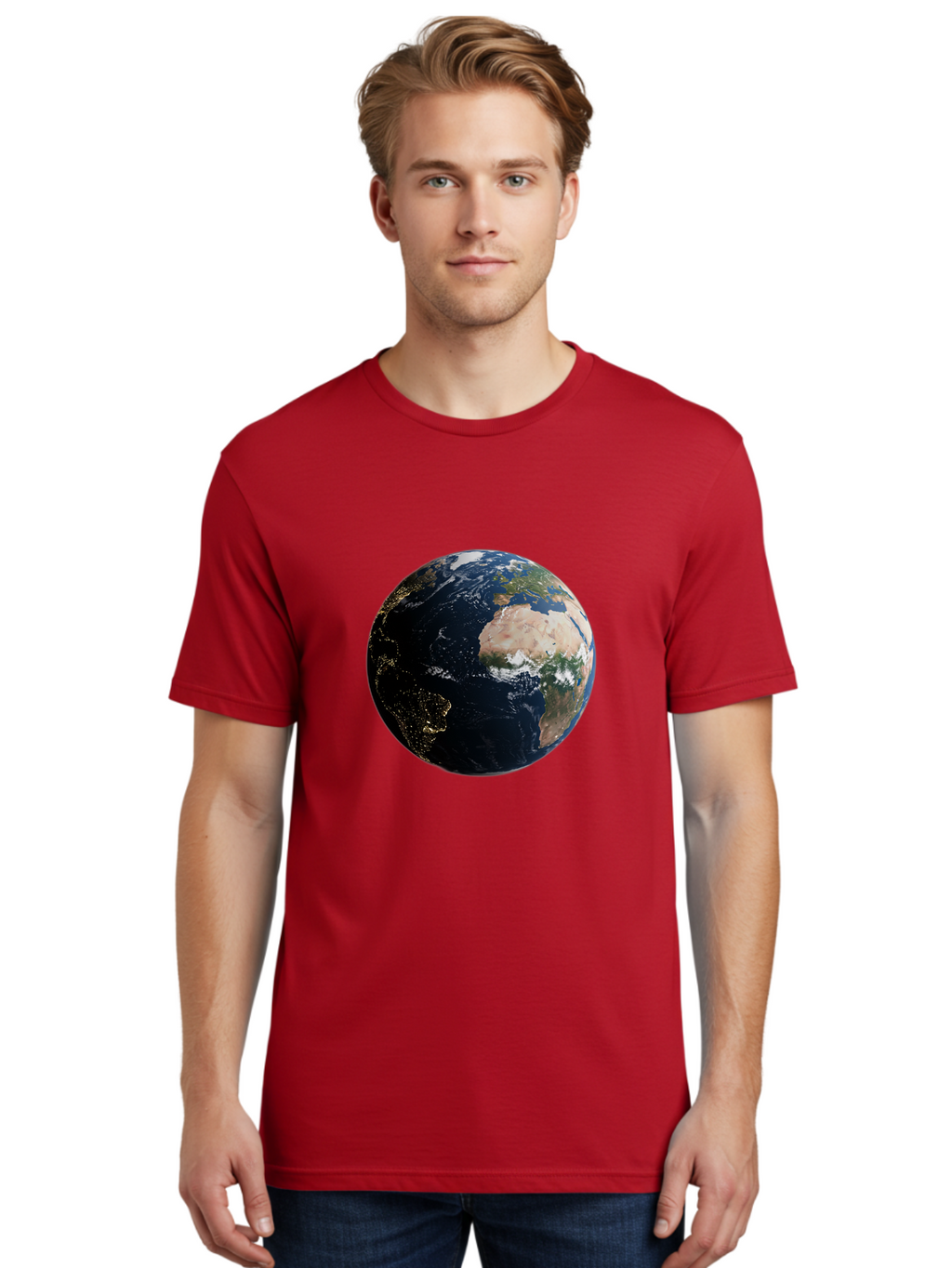 Earth-From-Space-1 Men'S Graphic Tee, 100% Cotton, Comfortable Casual Summer Wear, Machine Washable, Vintage Camera, Old Camera, Antique Camera, Black Camera, Classic Photography, Photography Equipment, Nostalgic Device, Film Camera, Bam356