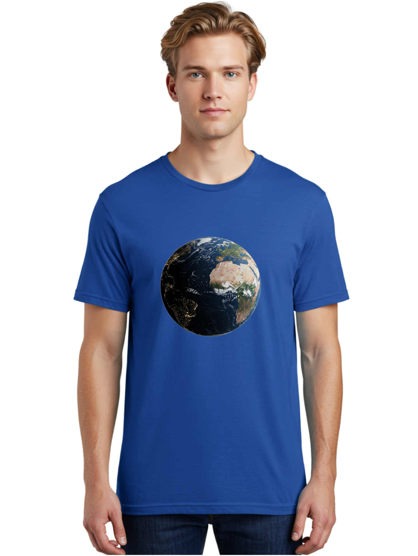 Earth-From-Space-1 Men'S Graphic Tee, 100% Cotton, Comfortable Casual Summer Wear, Machine Washable, Vintage Camera, Old Camera, Antique Camera, Black Camera, Classic Photography, Photography Equipment, Nostalgic Device, Film Camera, Bam356