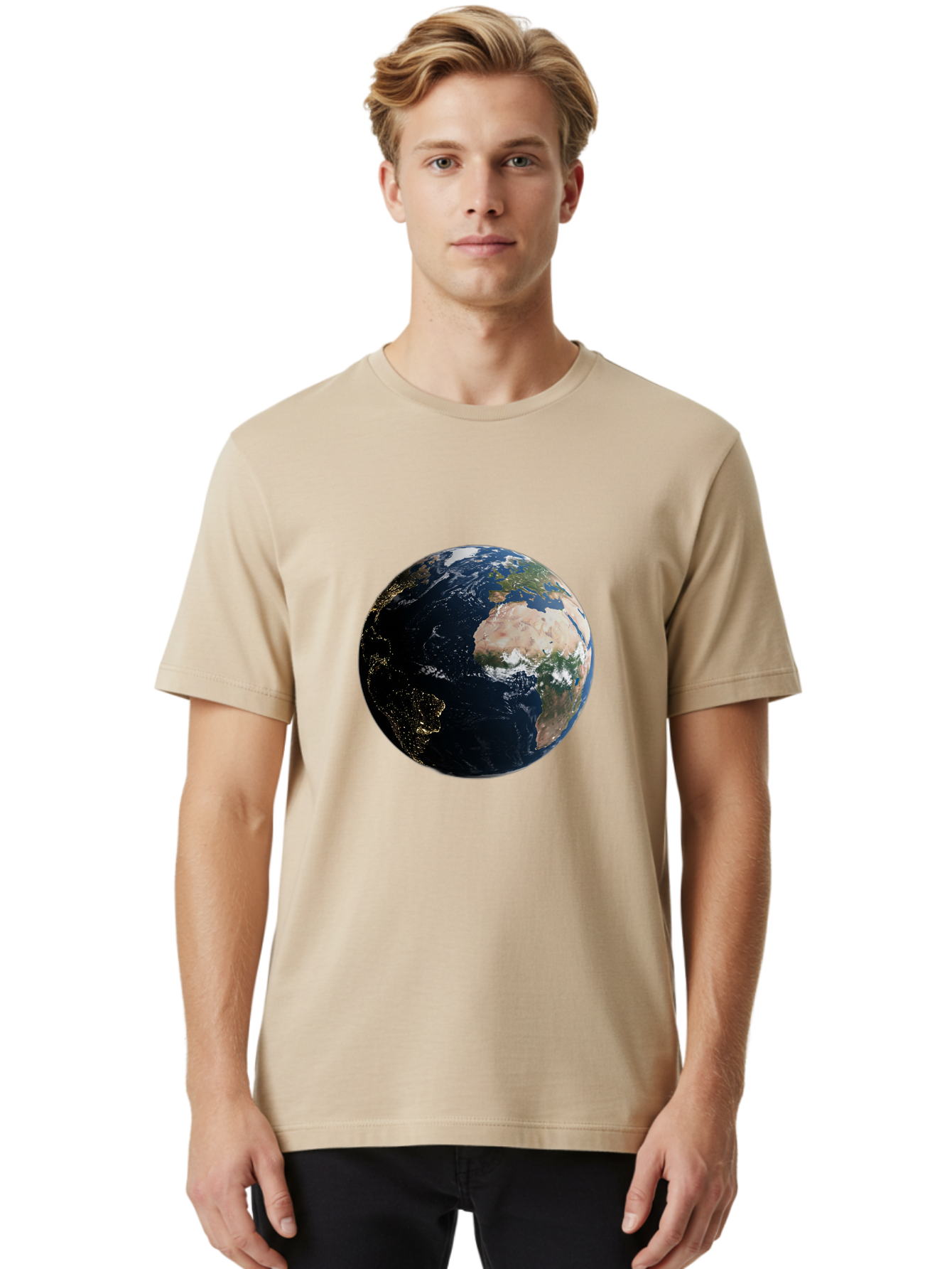 Earth-From-Space-1 Men'S Graphic Tee, 100% Cotton, Comfortable Casual Summer Wear, Machine Washable, Vintage Camera, Old Camera, Antique Camera, Black Camera, Classic Photography, Photography Equipment, Nostalgic Device, Film Camera, Bam356