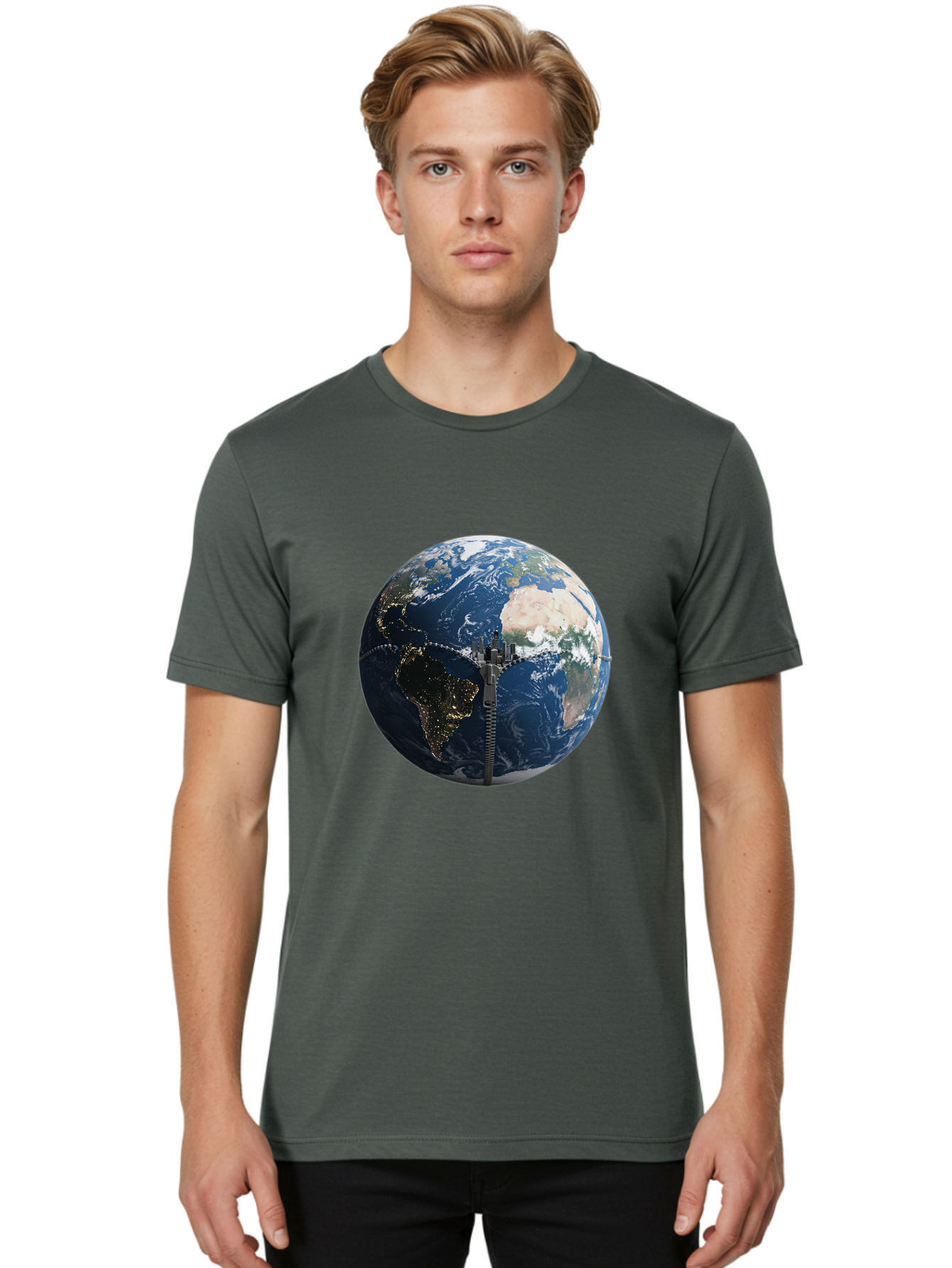 Earth-With-Zip Men'S Graphic Tee, 100% Cotton, Comfortable Casual Summer Wear, Machine Washable, Vintage Camera, Old Camera, Antique Camera, Black Camera, Classic Photography, Photography Equipment, Nostalgic Device, Film Camera, Camera Art Bam360