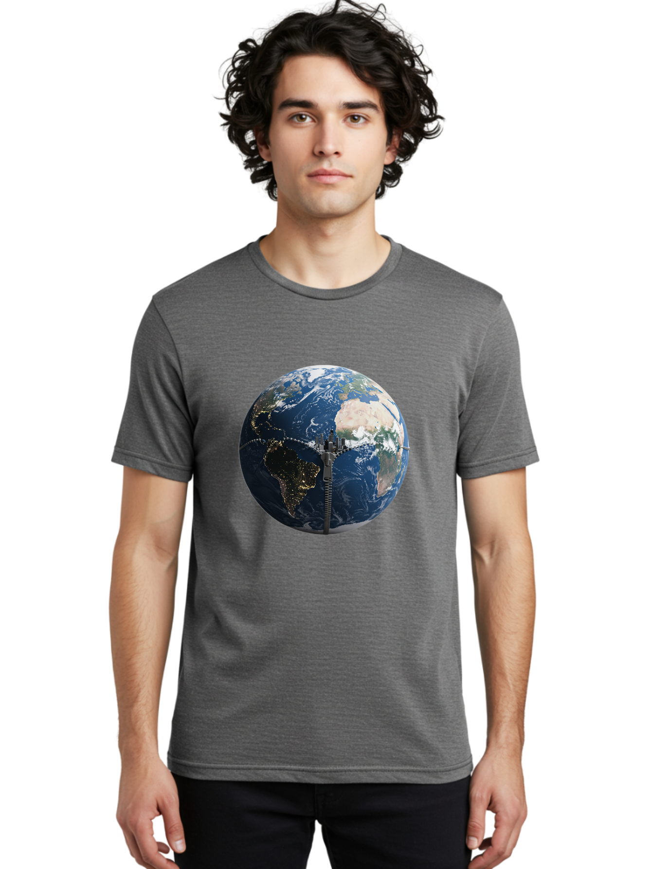 Earth-With-Zip Men'S Graphic Tee, 100% Cotton, Comfortable Casual Summer Wear, Machine Washable, Vintage Camera, Old Camera, Antique Camera, Black Camera, Classic Photography, Photography Equipment, Nostalgic Device, Film Camera, Camera Art Bam360