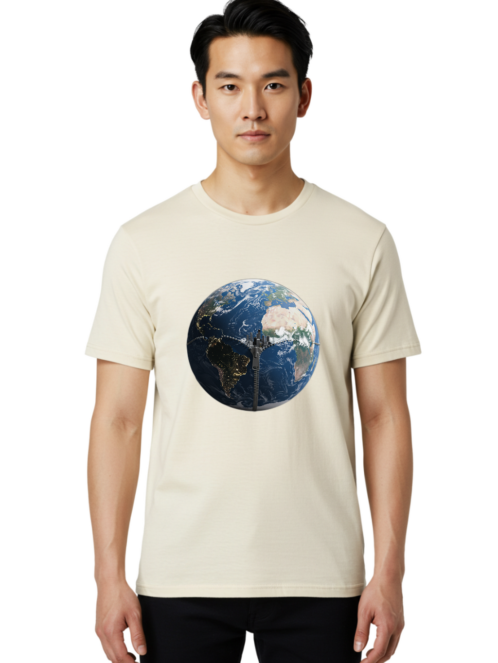 Earth-With-Zip Men'S Graphic Tee, 100% Cotton, Comfortable Casual Summer Wear, Machine Washable, Vintage Camera, Old Camera, Antique Camera, Black Camera, Classic Photography, Photography Equipment, Nostalgic Device, Film Camera, Camera Art Bam360