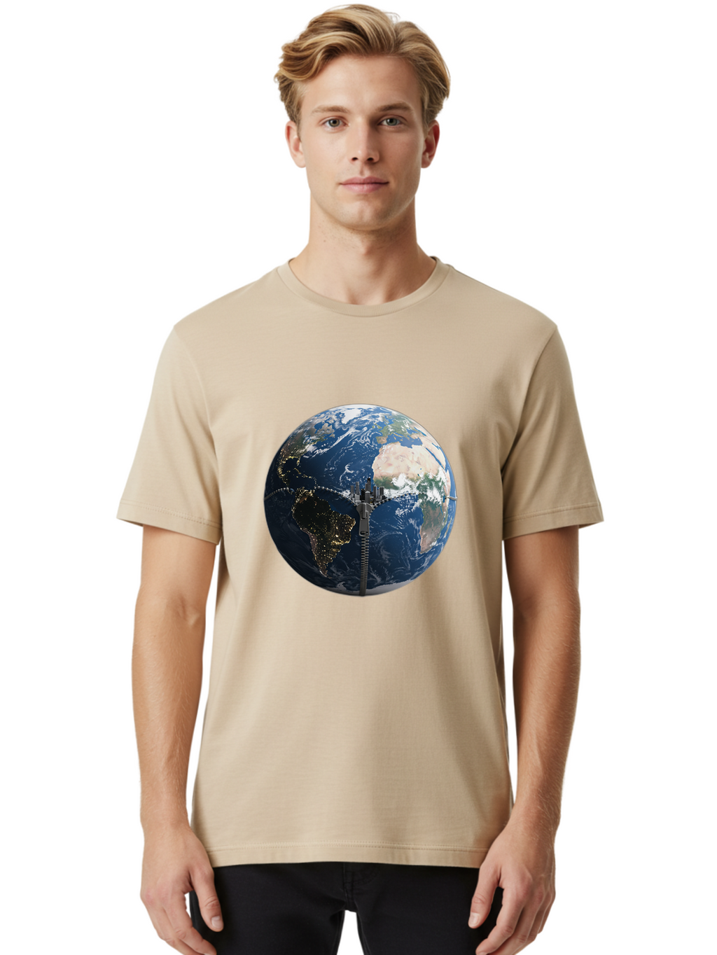 Earth-With-Zip Men'S Graphic Tee, 100% Cotton, Comfortable Casual Summer Wear, Machine Washable, Vintage Camera, Old Camera, Antique Camera, Black Camera, Classic Photography, Photography Equipment, Nostalgic Device, Film Camera, Camera Art Bam360