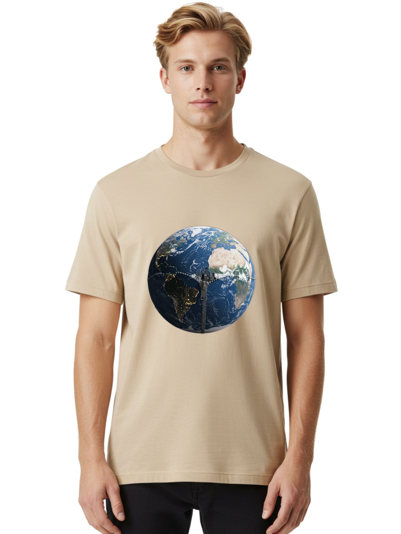 Earth-With-Zip Men'S Graphic Tee, 100% Cotton, Comfortable Casual Summer Wear, Machine Washable, Vintage Camera, Old Camera, Antique Camera, Black Camera, Classic Photography, Photography Equipment, Nostalgic Device, Film Camera, Camera Art Bam360