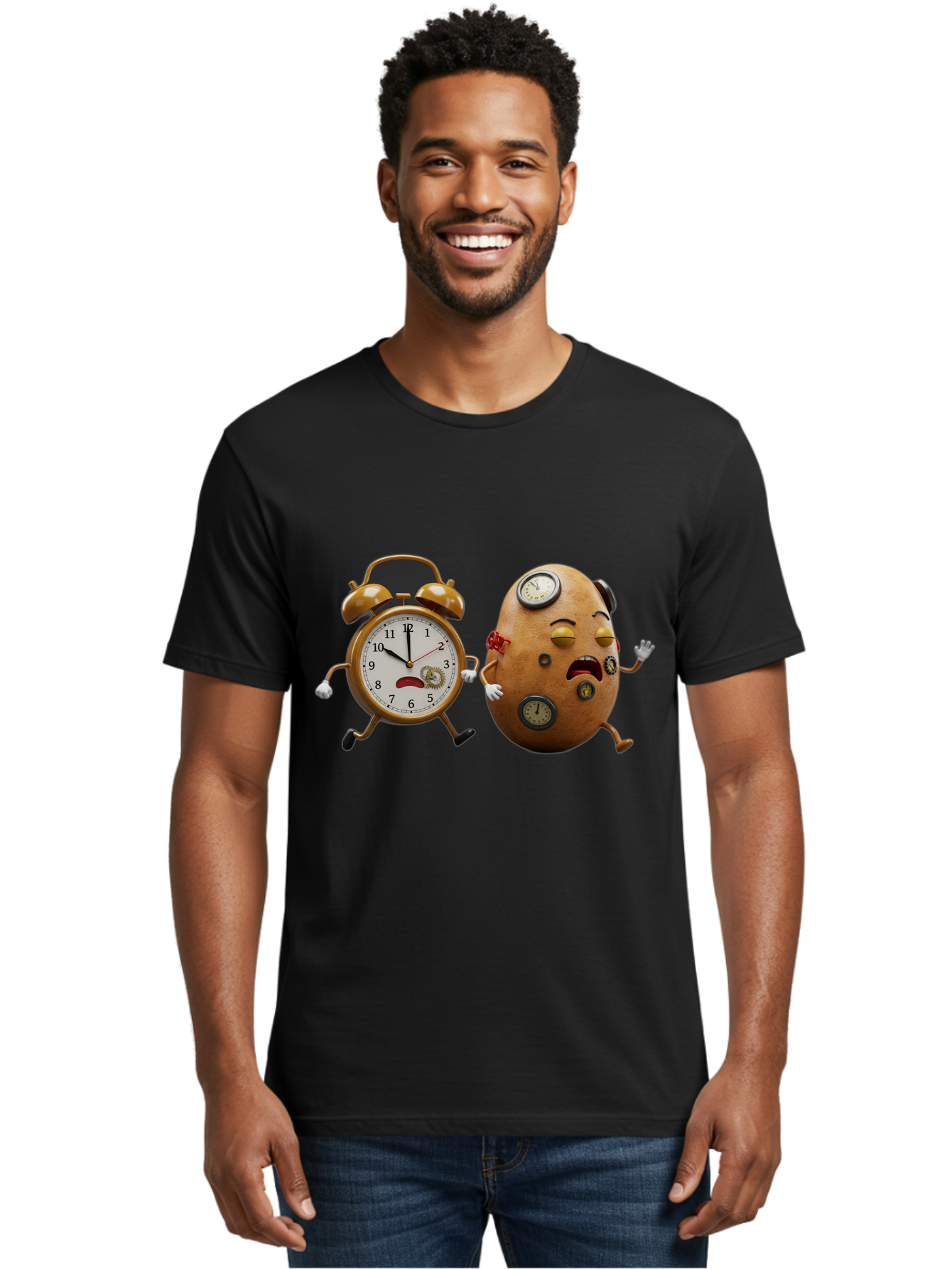 Egg-And-Alarm-Clock Men'S Graphic Tee, 100% Cotton, Comfortable Casual Summer Wear, Machine Washable, Vintage Camera, Old Camera, Antique Camera, Black Camera, Classic Photography, Photography Equipment, Nostalgic Device, Film Camera, Bam367
