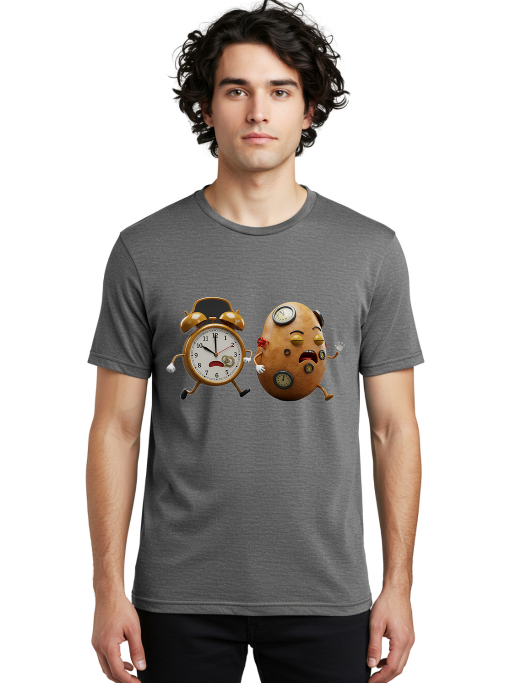 Egg-And-Alarm-Clock Men'S Graphic Tee, 100% Cotton, Comfortable Casual Summer Wear, Machine Washable, Vintage Camera, Old Camera, Antique Camera, Black Camera, Classic Photography, Photography Equipment, Nostalgic Device, Film Camera, Bam367