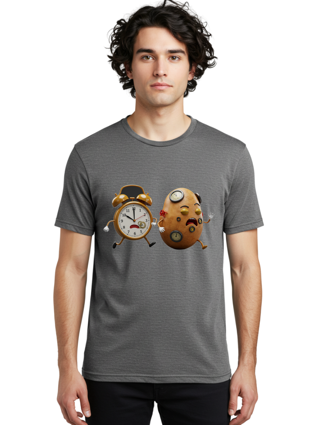 Egg-And-Alarm-Clock Men'S Graphic Tee, 100% Cotton, Comfortable Casual Summer Wear, Machine Washable, Vintage Camera, Old Camera, Antique Camera, Black Camera, Classic Photography, Photography Equipment, Nostalgic Device, Film Camera, Bam367