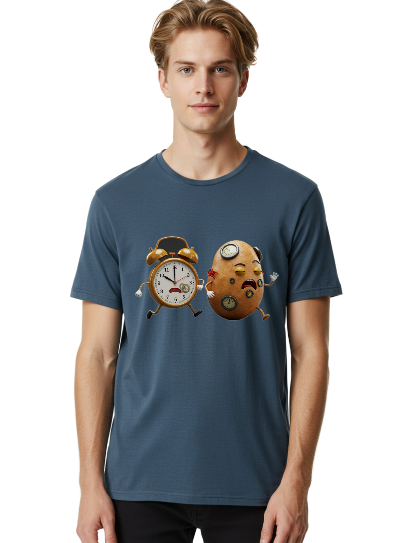Egg-And-Alarm-Clock Men'S Graphic Tee, 100% Cotton, Comfortable Casual Summer Wear, Machine Washable, Vintage Camera, Old Camera, Antique Camera, Black Camera, Classic Photography, Photography Equipment, Nostalgic Device, Film Camera, Bam367