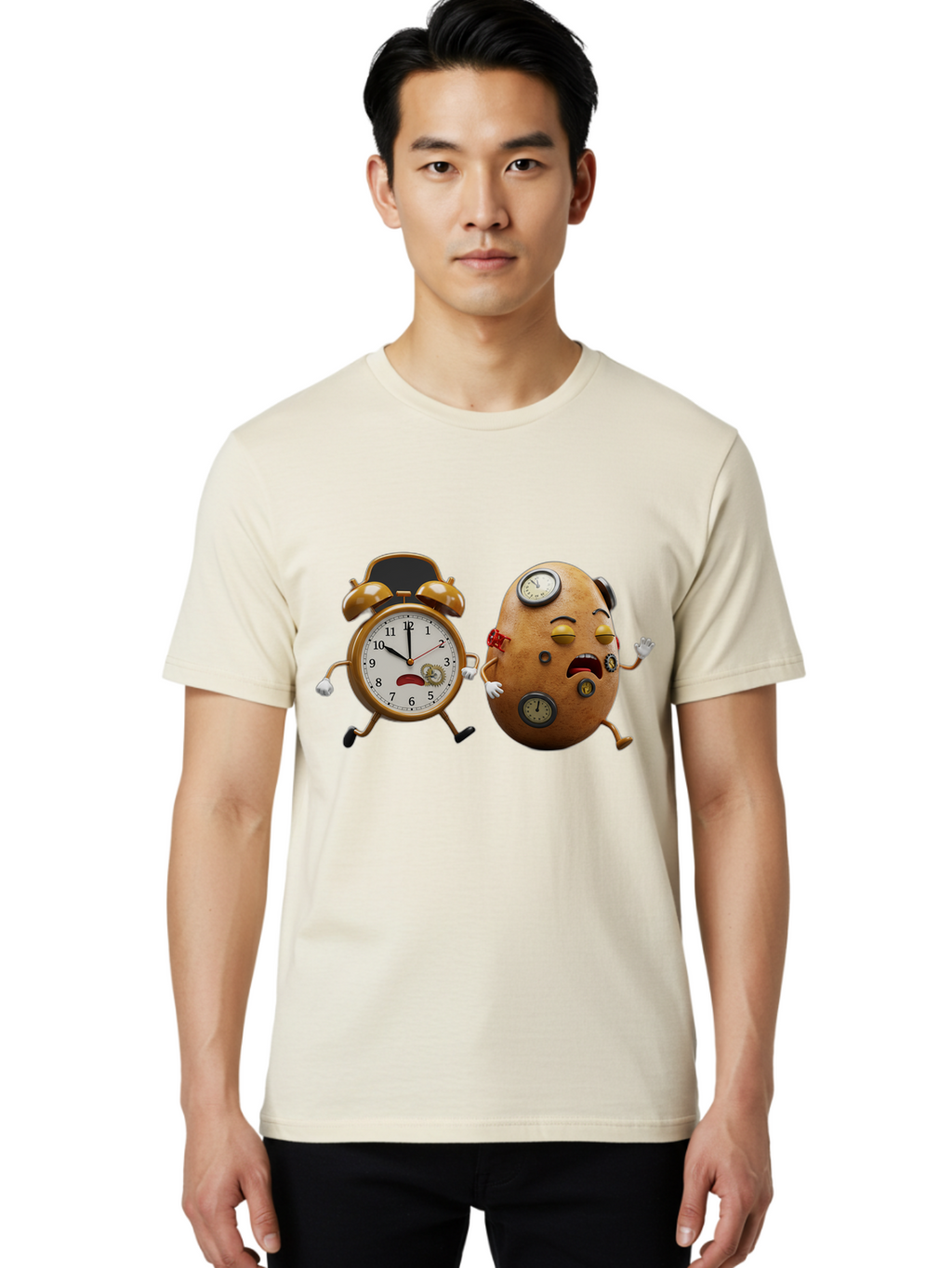 Egg-And-Alarm-Clock Men'S Graphic Tee, 100% Cotton, Comfortable Casual Summer Wear, Machine Washable, Vintage Camera, Old Camera, Antique Camera, Black Camera, Classic Photography, Photography Equipment, Nostalgic Device, Film Camera, Bam367