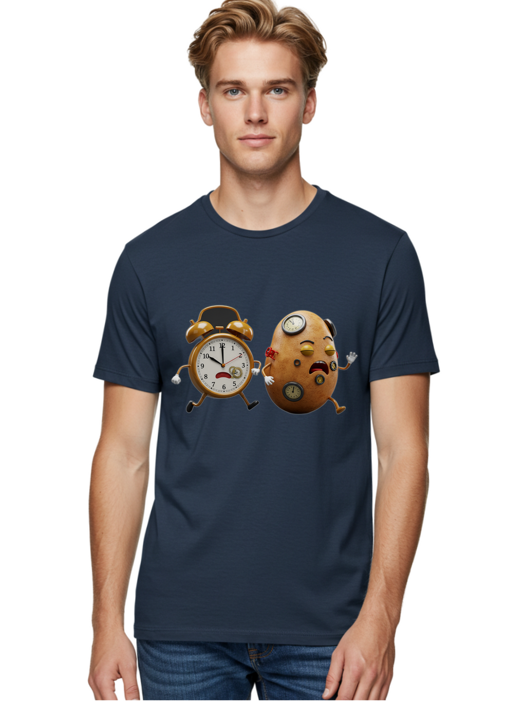Egg-And-Alarm-Clock Men'S Graphic Tee, 100% Cotton, Comfortable Casual Summer Wear, Machine Washable, Vintage Camera, Old Camera, Antique Camera, Black Camera, Classic Photography, Photography Equipment, Nostalgic Device, Film Camera, Bam367