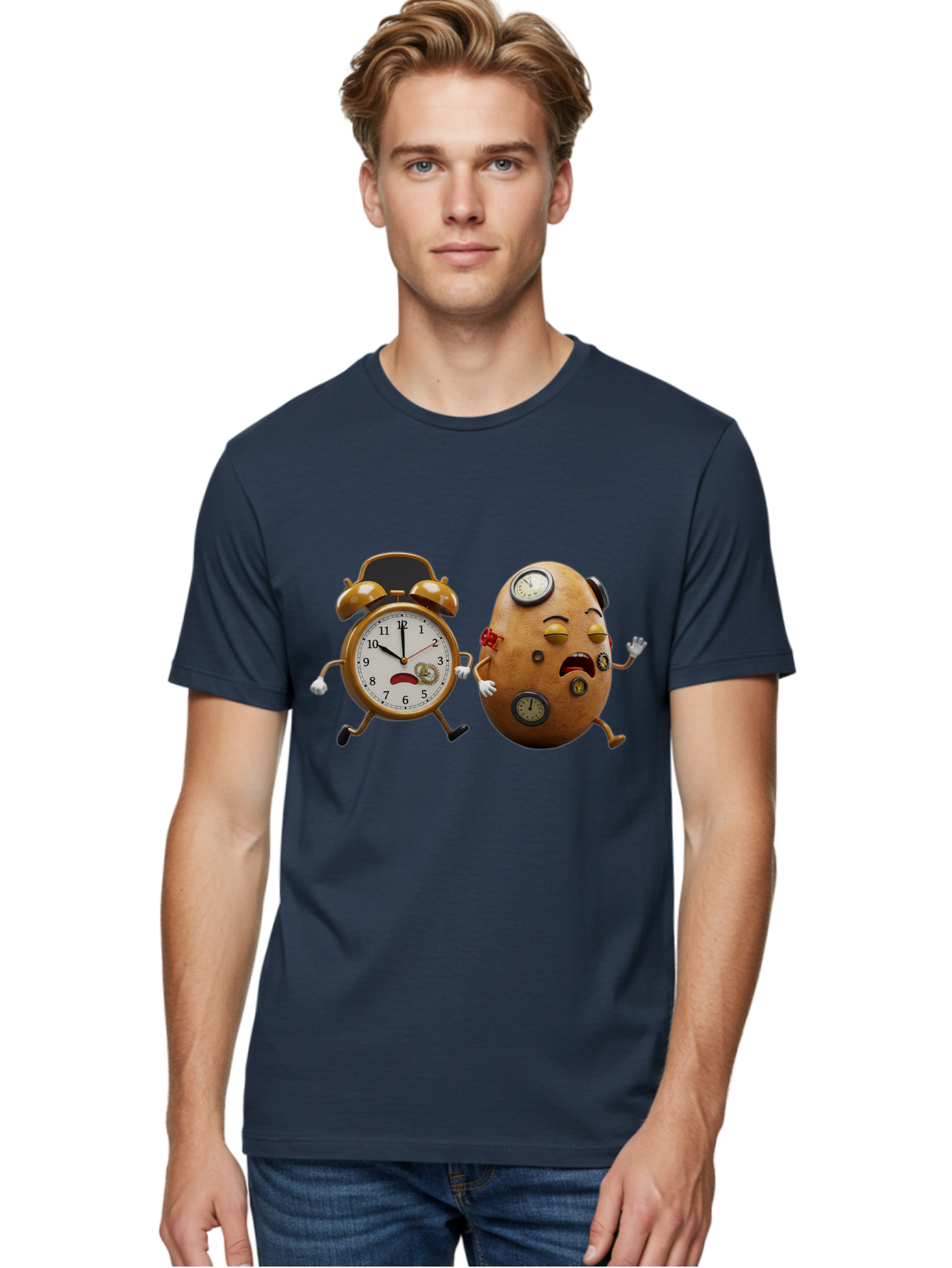 Egg-And-Alarm-Clock Men'S Graphic Tee, 100% Cotton, Comfortable Casual Summer Wear, Machine Washable, Vintage Camera, Old Camera, Antique Camera, Black Camera, Classic Photography, Photography Equipment, Nostalgic Device, Film Camera, Bam367