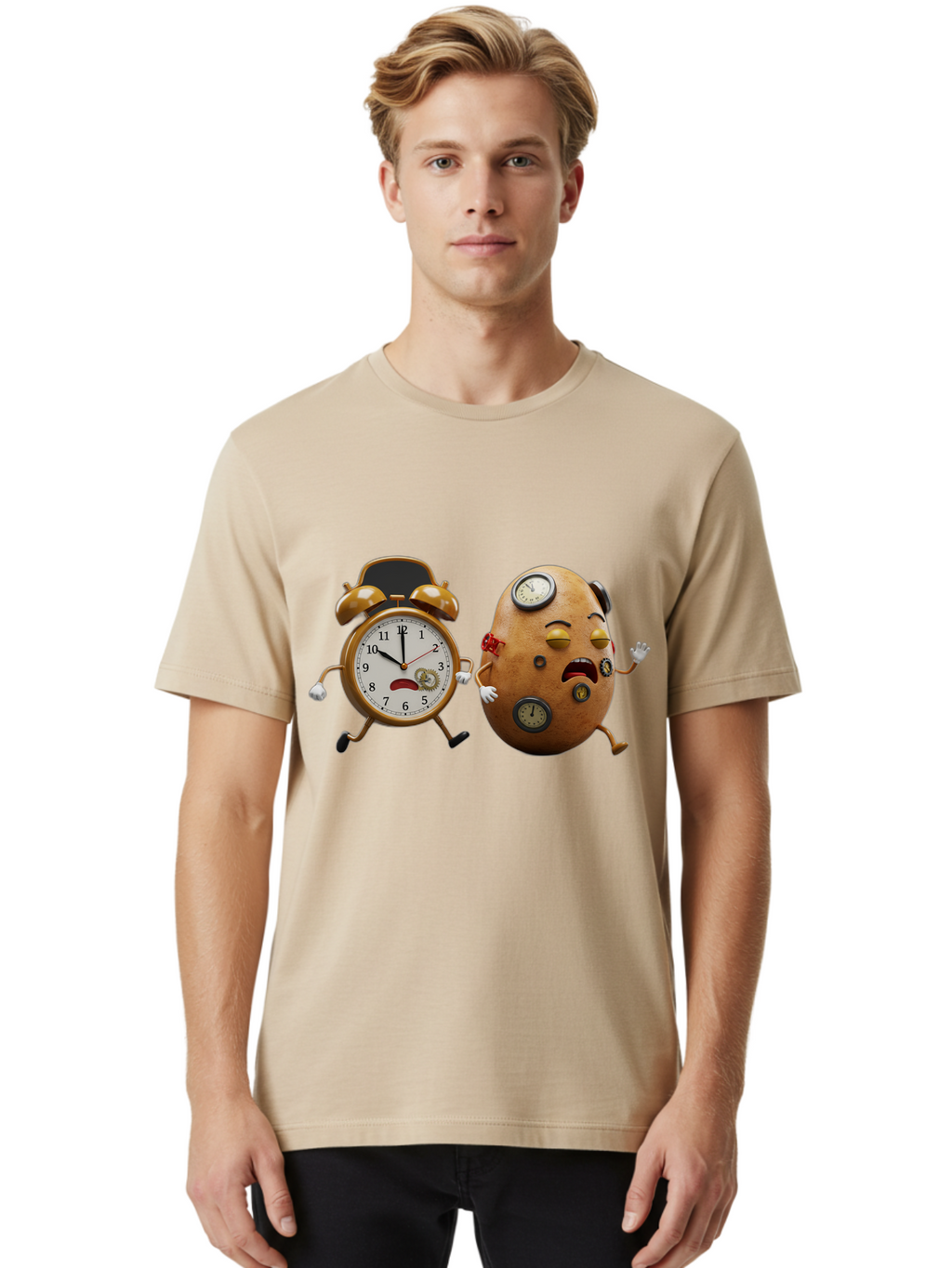 Egg-And-Alarm-Clock Men'S Graphic Tee, 100% Cotton, Comfortable Casual Summer Wear, Machine Washable, Vintage Camera, Old Camera, Antique Camera, Black Camera, Classic Photography, Photography Equipment, Nostalgic Device, Film Camera, Bam367