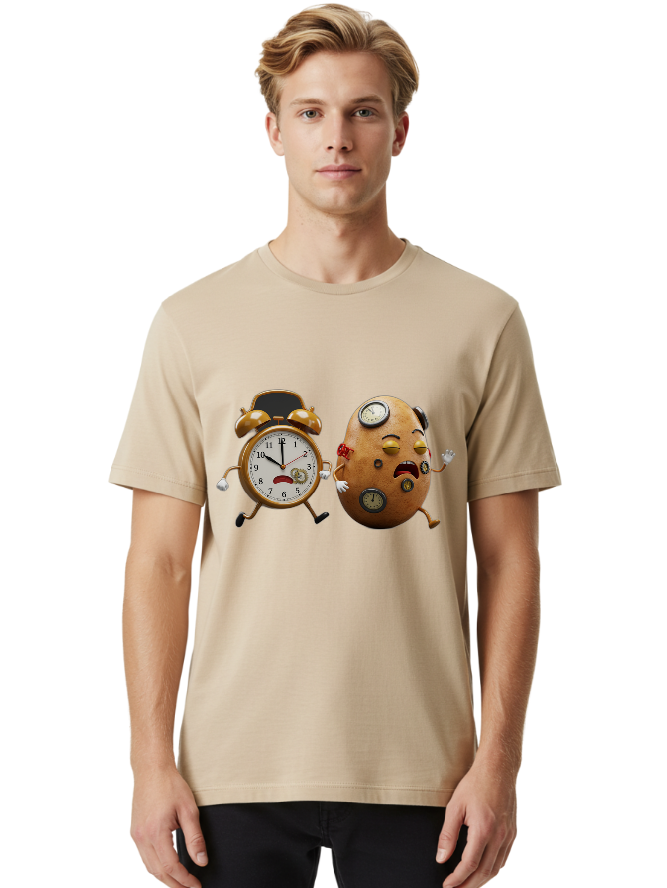 Egg-And-Alarm-Clock Men'S Graphic Tee, 100% Cotton, Comfortable Casual Summer Wear, Machine Washable, Vintage Camera, Old Camera, Antique Camera, Black Camera, Classic Photography, Photography Equipment, Nostalgic Device, Film Camera, Bam367