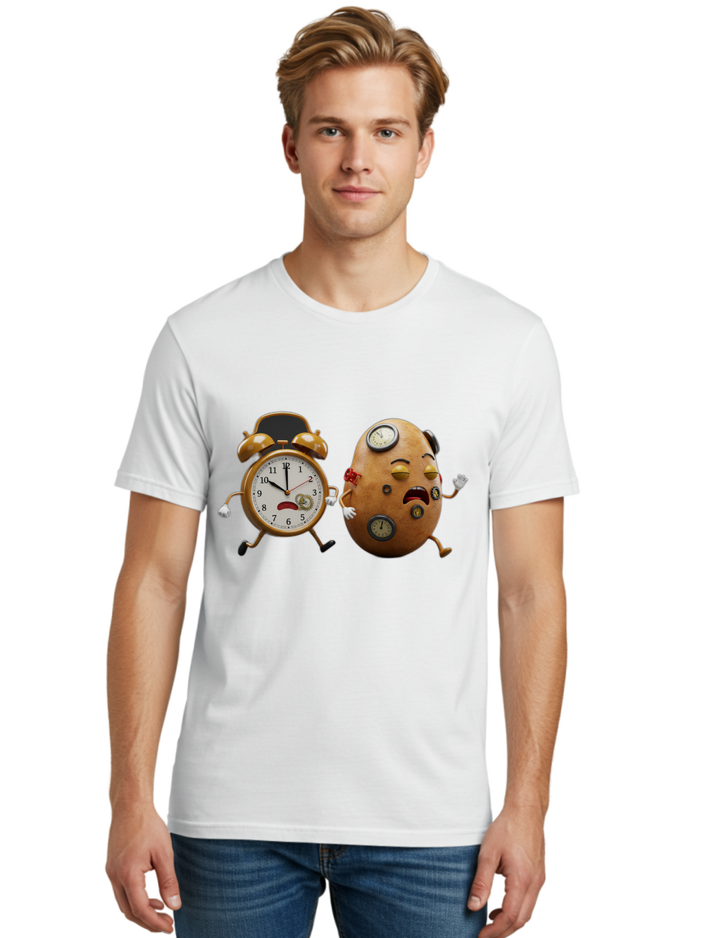 Egg-And-Alarm-Clock Men'S Graphic Tee, 100% Cotton, Comfortable Casual Summer Wear, Machine Washable, Vintage Camera, Old Camera, Antique Camera, Black Camera, Classic Photography, Photography Equipment, Nostalgic Device, Film Camera, Bam367