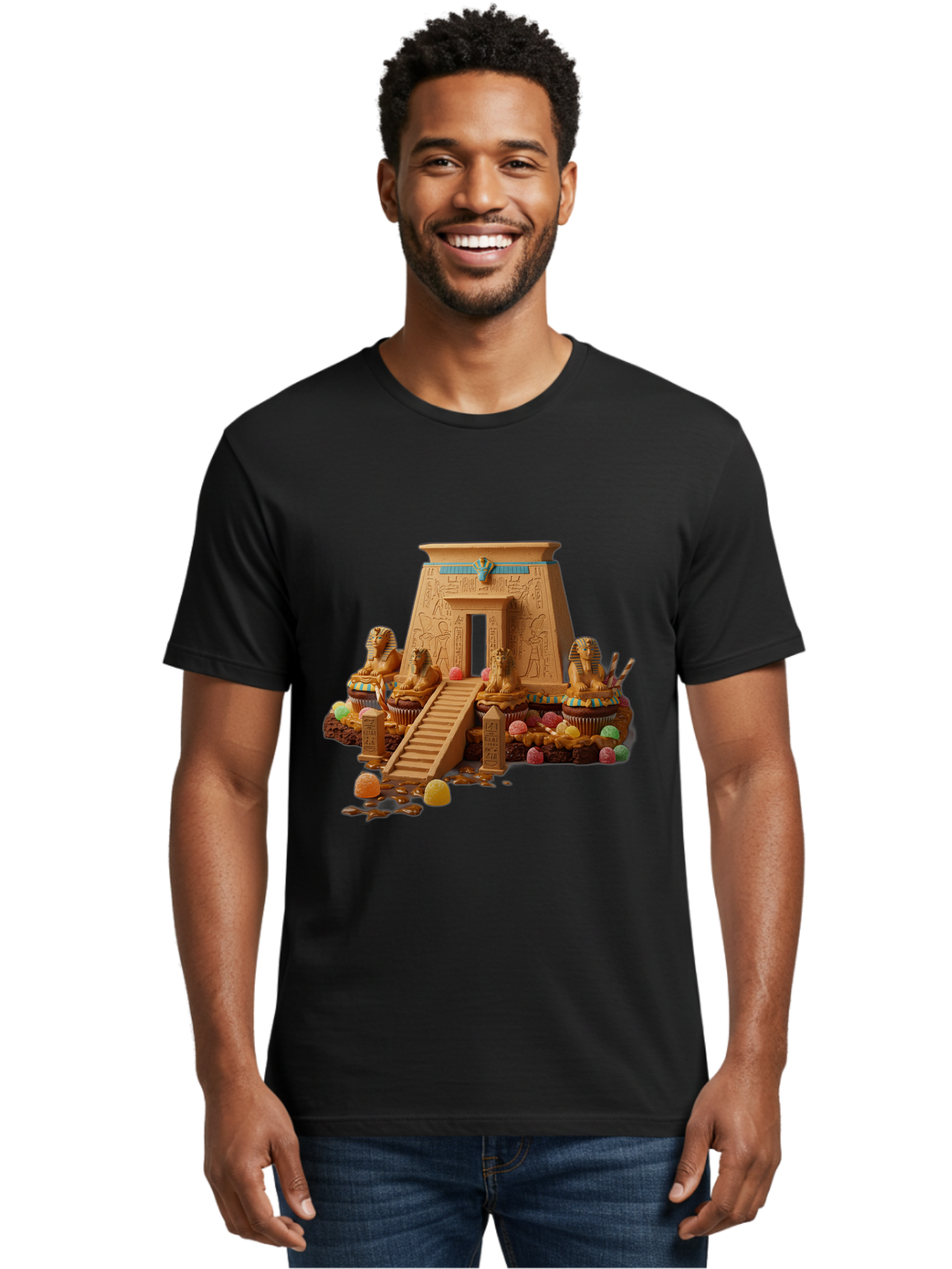 Egyptian-Temple-Cupcake Men'S Graphic Tee, 100% Cotton, Comfortable Casual Summer Wear, Machine Washable, Vintage Camera, Old Camera, Antique Camera, Black Camera, Classic Photography, Photography Equipment, Nostalgic Device, Film Camera, Bam372
