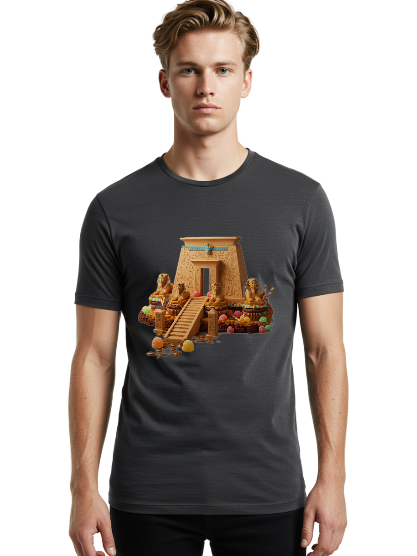 Egyptian-Temple-Cupcake Men'S Graphic Tee, 100% Cotton, Comfortable Casual Summer Wear, Machine Washable, Vintage Camera, Old Camera, Antique Camera, Black Camera, Classic Photography, Photography Equipment, Nostalgic Device, Film Camera, Bam372