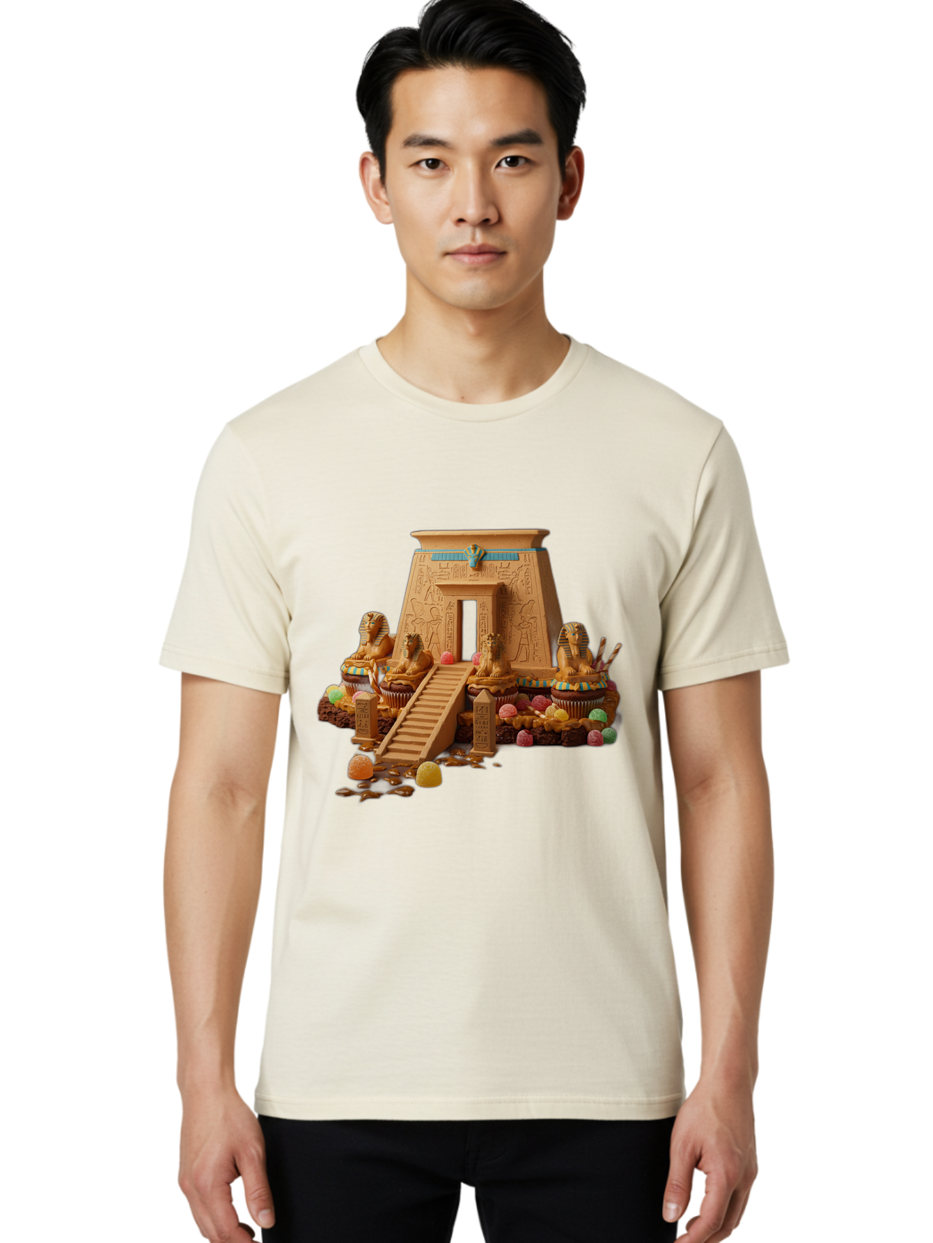 Egyptian-Temple-Cupcake Men'S Graphic Tee, 100% Cotton, Comfortable Casual Summer Wear, Machine Washable, Vintage Camera, Old Camera, Antique Camera, Black Camera, Classic Photography, Photography Equipment, Nostalgic Device, Film Camera, Bam372