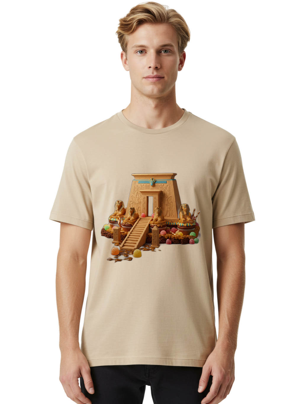 Egyptian-Temple-Cupcake Men'S Graphic Tee, 100% Cotton, Comfortable Casual Summer Wear, Machine Washable, Vintage Camera, Old Camera, Antique Camera, Black Camera, Classic Photography, Photography Equipment, Nostalgic Device, Film Camera, Bam372