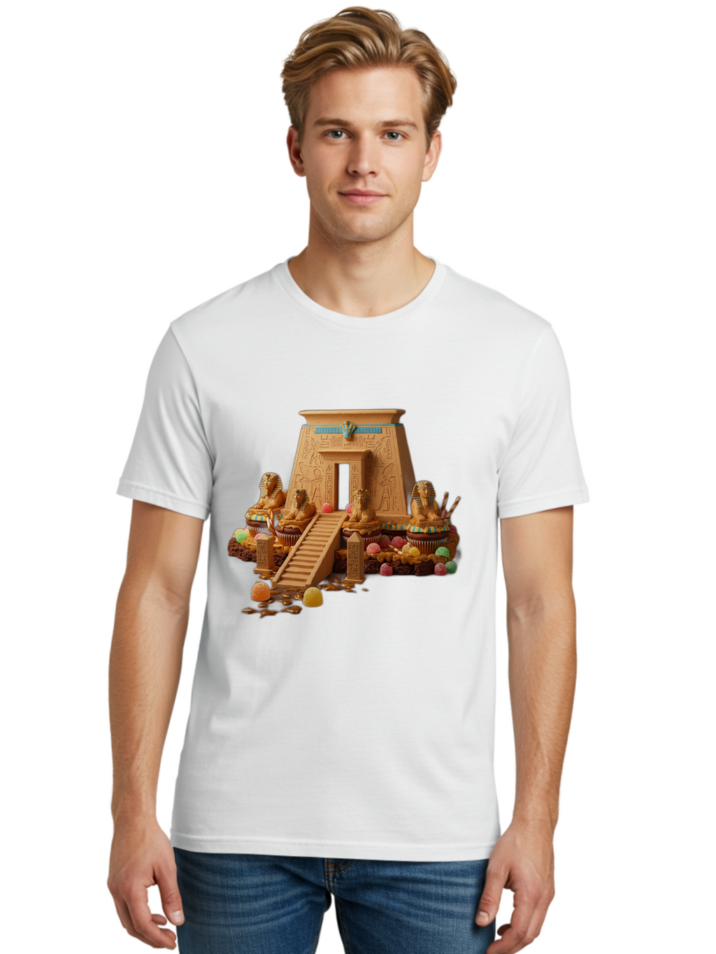 Egyptian-Temple-Cupcake Men'S Graphic Tee, 100% Cotton, Comfortable Casual Summer Wear, Machine Washable, Vintage Camera, Old Camera, Antique Camera, Black Camera, Classic Photography, Photography Equipment, Nostalgic Device, Film Camera, Bam372