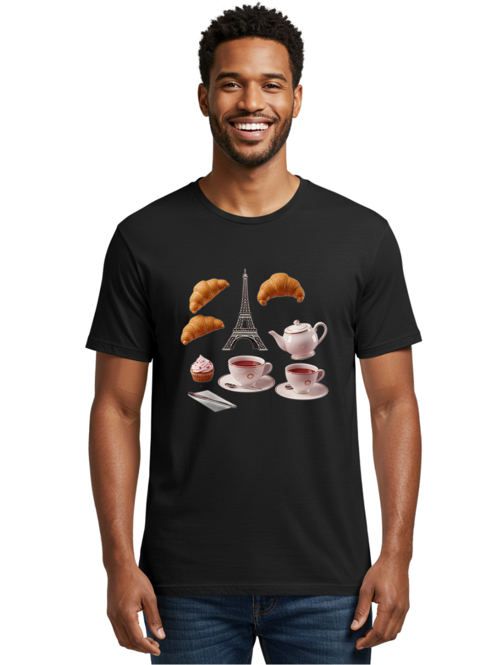 Eiffel-Tower-Tea Men'S Graphic Tee, 100% Cotton, Comfortable Casual Summer Wear, Machine Washable, Vintage Camera, Old Camera, Antique Camera, Black Camera, Classic Photography, Photography Equipment, Nostalgic Device, Film Camera, Camera Art Bam373
