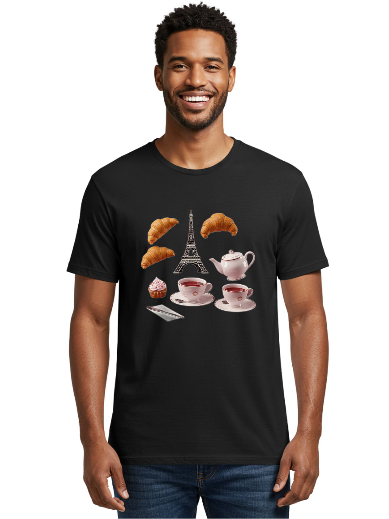 Eiffel-Tower-Tea Men'S Graphic Tee, 100% Cotton, Comfortable Casual Summer Wear, Machine Washable, Vintage Camera, Old Camera, Antique Camera, Black Camera, Classic Photography, Photography Equipment, Nostalgic Device, Film Camera, Camera Art Bam373