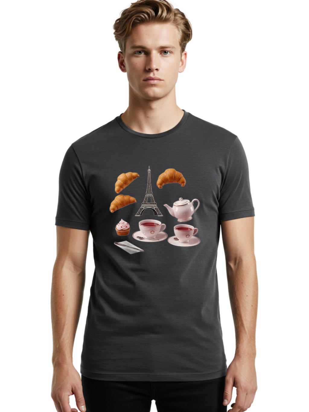 Eiffel-Tower-Tea Men'S Graphic Tee, 100% Cotton, Comfortable Casual Summer Wear, Machine Washable, Vintage Camera, Old Camera, Antique Camera, Black Camera, Classic Photography, Photography Equipment, Nostalgic Device, Film Camera, Camera Art Bam373