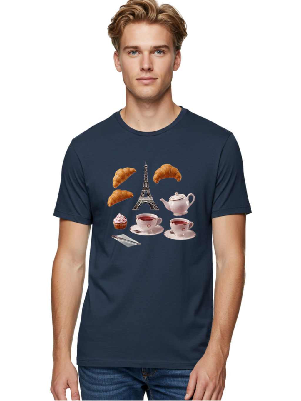 Eiffel-Tower-Tea Men'S Graphic Tee, 100% Cotton, Comfortable Casual Summer Wear, Machine Washable, Vintage Camera, Old Camera, Antique Camera, Black Camera, Classic Photography, Photography Equipment, Nostalgic Device, Film Camera, Camera Art Bam373