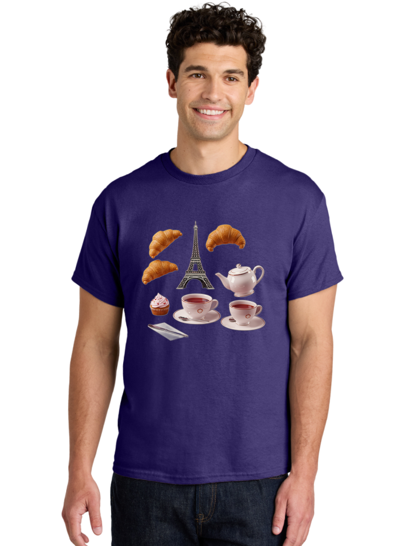 Eiffel-Tower-Tea Men'S Graphic Tee, 100% Cotton, Comfortable Casual Summer Wear, Machine Washable, Vintage Camera, Old Camera, Antique Camera, Black Camera, Classic Photography, Photography Equipment, Nostalgic Device, Film Camera, Camera Art Bam373