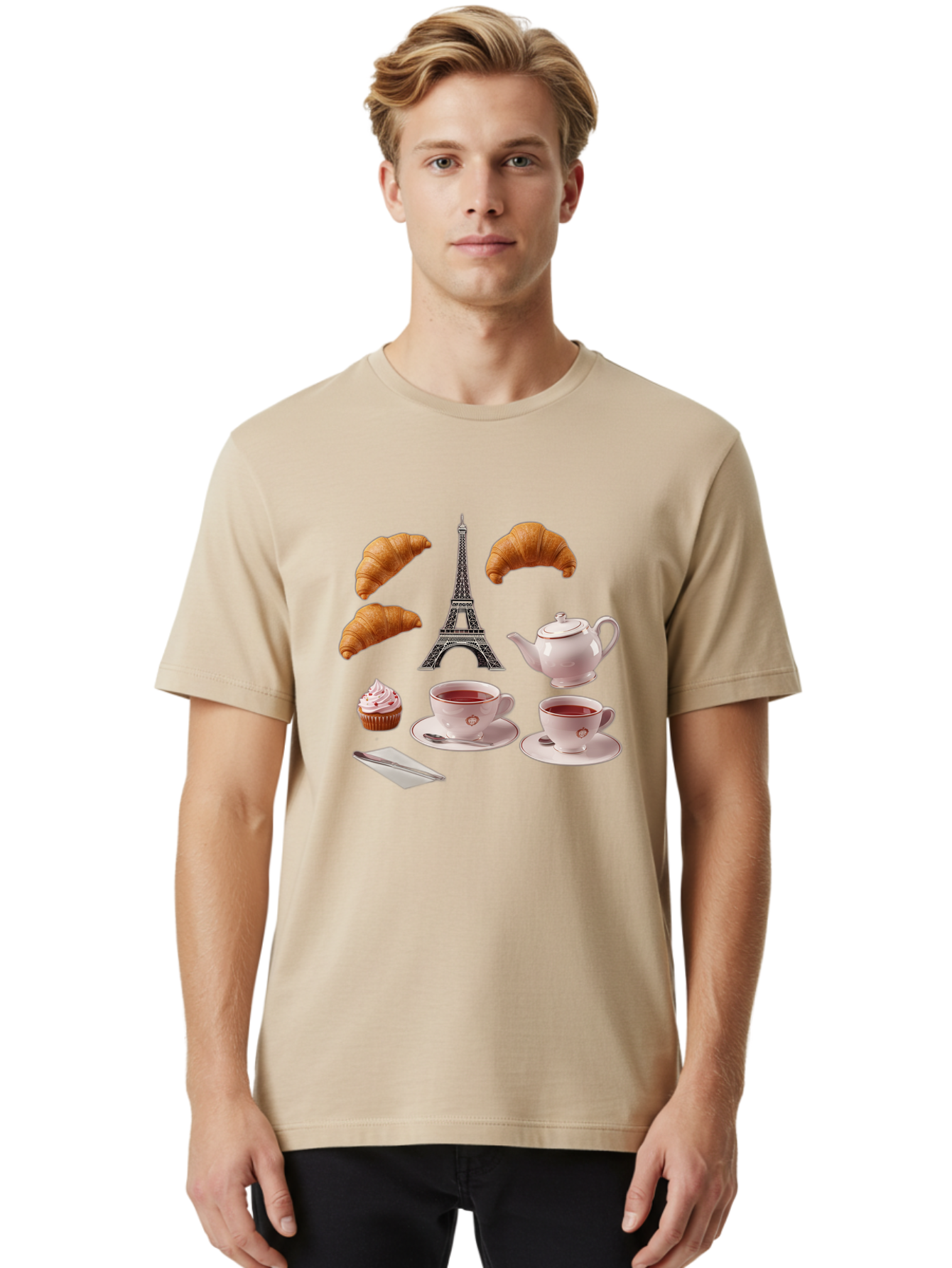Eiffel-Tower-Tea Men'S Graphic Tee, 100% Cotton, Comfortable Casual Summer Wear, Machine Washable, Vintage Camera, Old Camera, Antique Camera, Black Camera, Classic Photography, Photography Equipment, Nostalgic Device, Film Camera, Camera Art Bam373