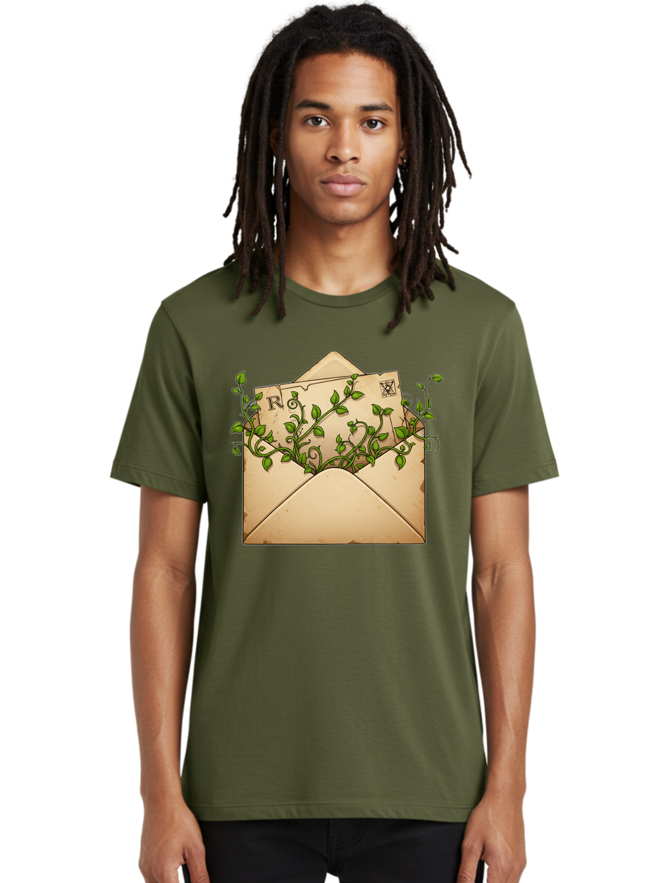 Envelope-With-Vines-And-Letter Men'S Graphic Tee, 100% Cotton, Comfortable Casual Summer Wear, Machine Washable, Vintage Camera, Old Camera, Antique Camera, Black Camera, Classic Photography, Photography Equipment, Nostalgic Device, Bam381
