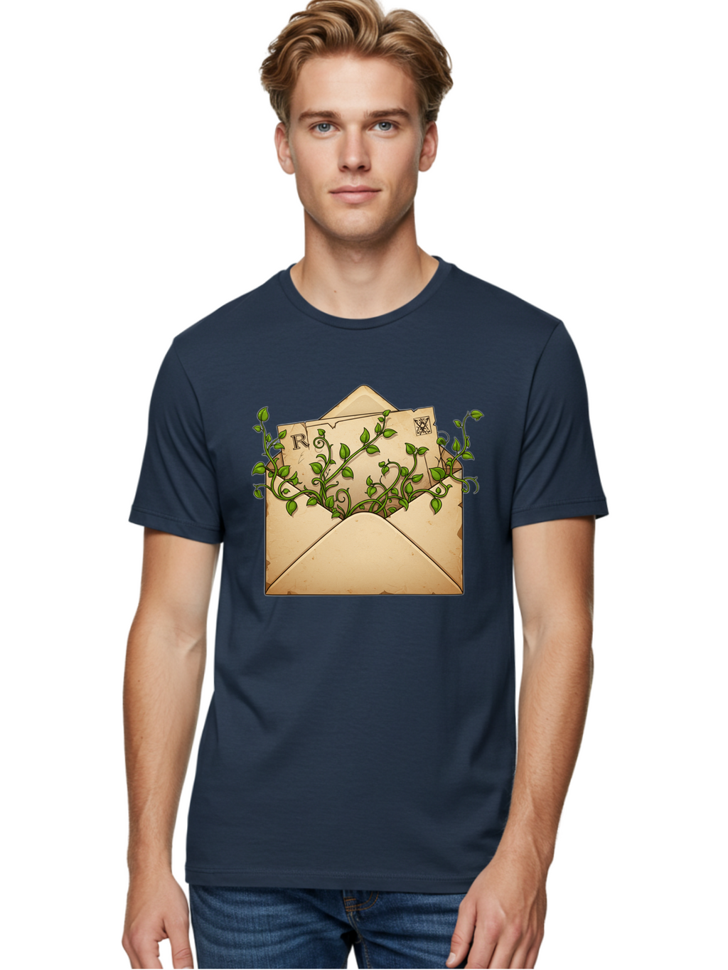Envelope-With-Vines-And-Letter Men'S Graphic Tee, 100% Cotton, Comfortable Casual Summer Wear, Machine Washable, Vintage Camera, Old Camera, Antique Camera, Black Camera, Classic Photography, Photography Equipment, Nostalgic Device, Bam381