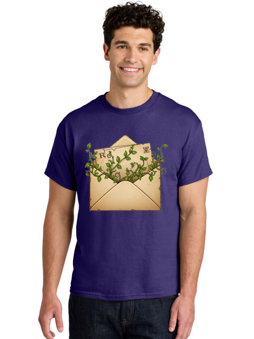Envelope-With-Vines-And-Letter Men'S Graphic Tee, 100% Cotton, Comfortable Casual Summer Wear, Machine Washable, Vintage Camera, Old Camera, Antique Camera, Black Camera, Classic Photography, Photography Equipment, Nostalgic Device, Bam381