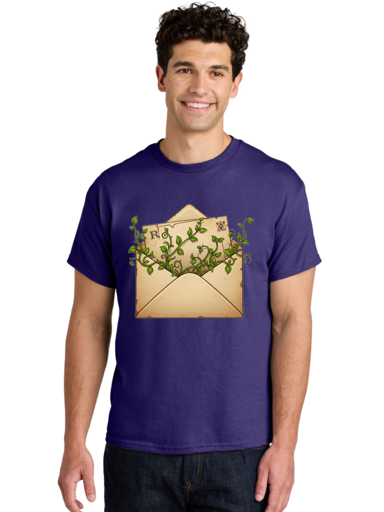 Envelope-With-Vines-And-Letter Men'S Graphic Tee, 100% Cotton, Comfortable Casual Summer Wear, Machine Washable, Vintage Camera, Old Camera, Antique Camera, Black Camera, Classic Photography, Photography Equipment, Nostalgic Device, Bam381