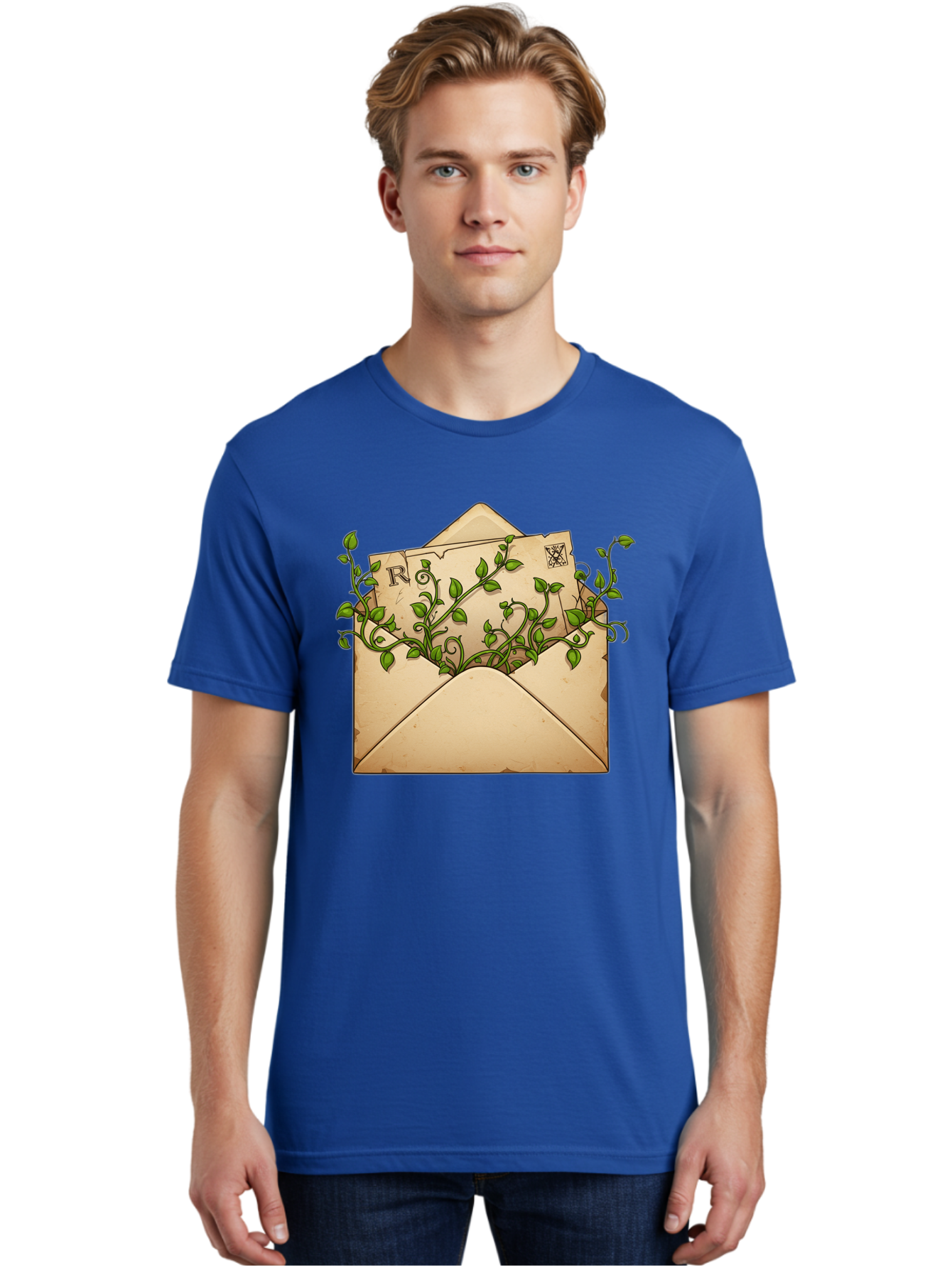 Envelope-With-Vines-And-Letter Men'S Graphic Tee, 100% Cotton, Comfortable Casual Summer Wear, Machine Washable, Vintage Camera, Old Camera, Antique Camera, Black Camera, Classic Photography, Photography Equipment, Nostalgic Device, Bam381