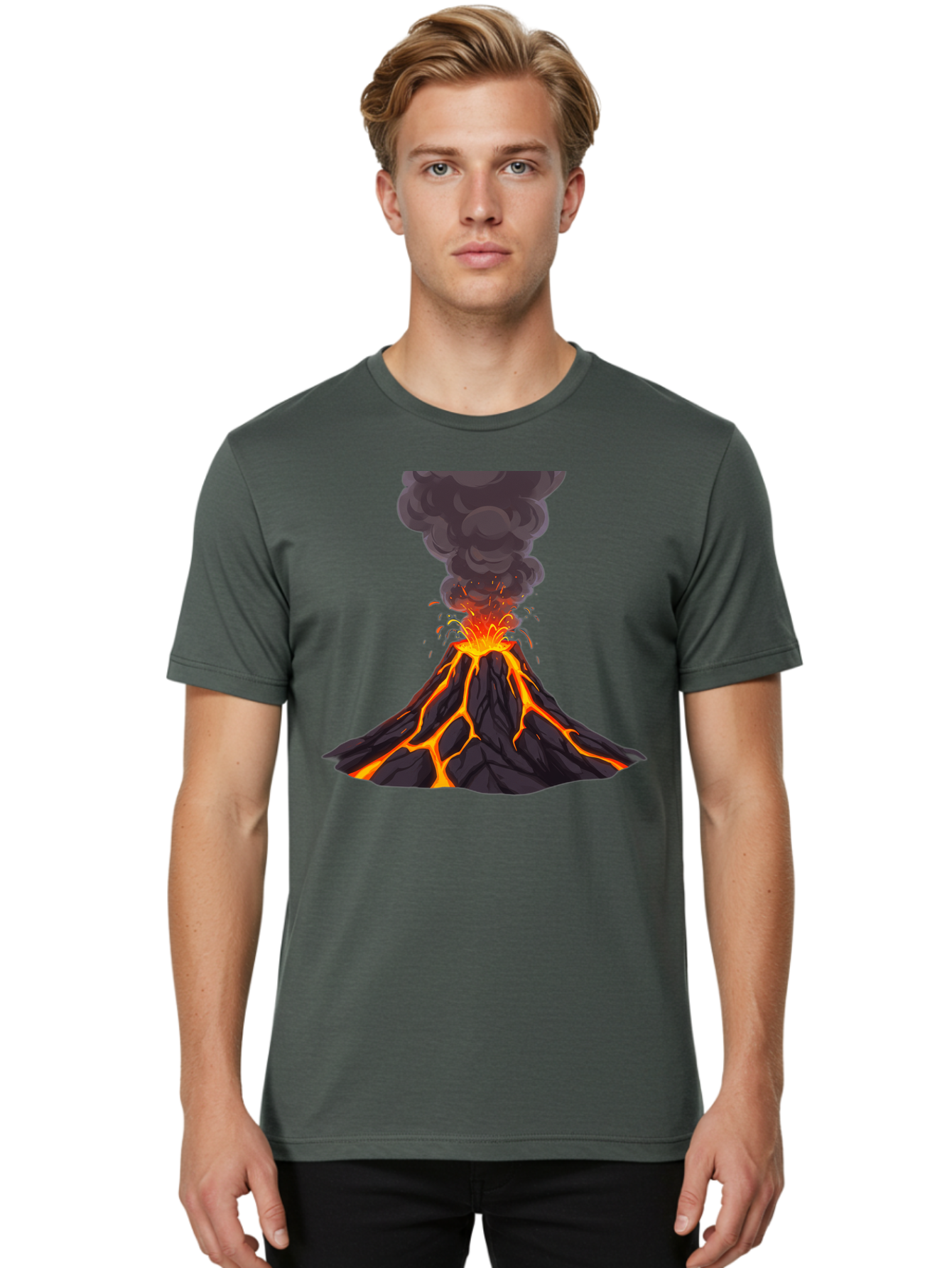 Erupting-Volcano Men'S Graphic Tee, 100% Cotton, Comfortable Casual Summer Wear, Machine Washable, Vintage Camera, Old Camera, Antique Camera, Black Camera, Classic Photography, Photography Equipment, Nostalgic Device, Film Camera, Camera Art Bam384