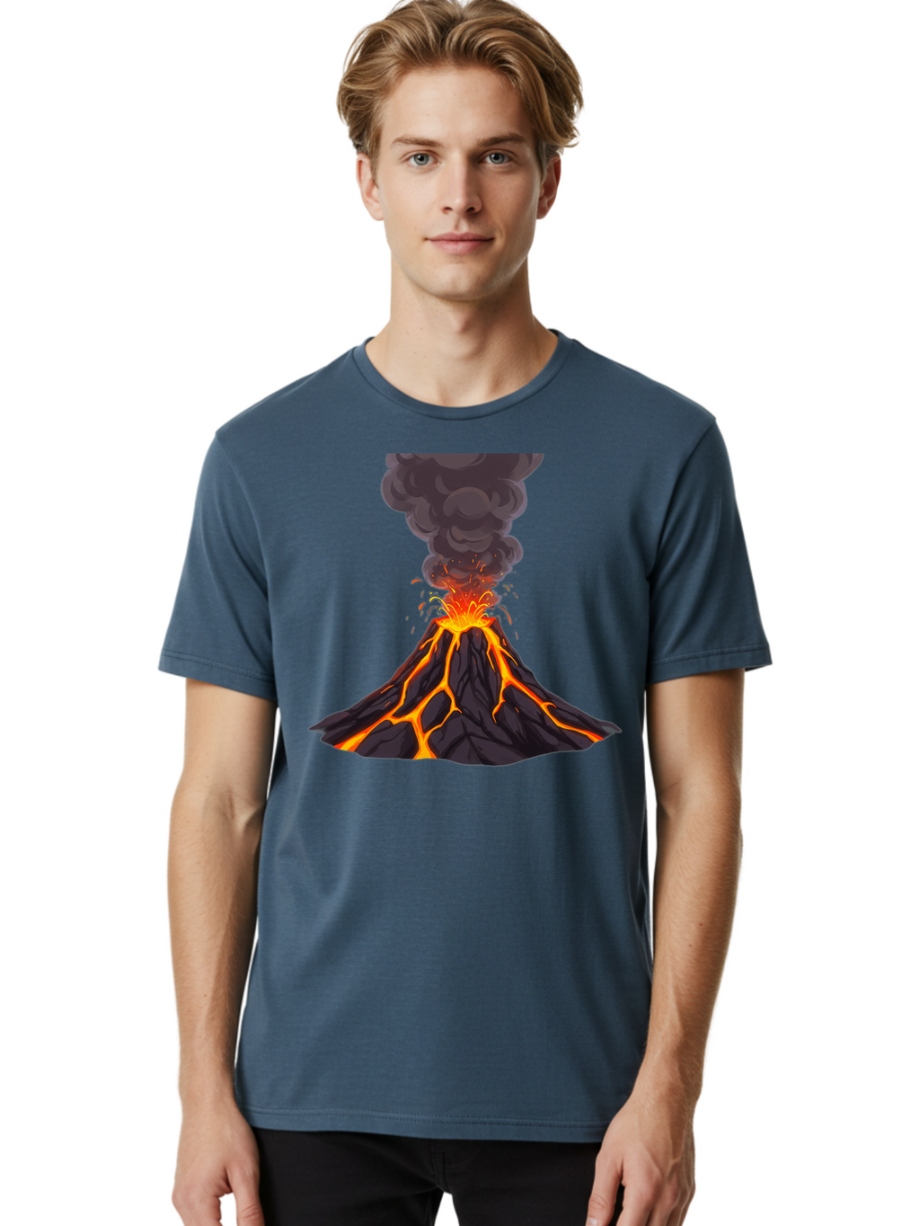 Erupting-Volcano Men'S Graphic Tee, 100% Cotton, Comfortable Casual Summer Wear, Machine Washable, Vintage Camera, Old Camera, Antique Camera, Black Camera, Classic Photography, Photography Equipment, Nostalgic Device, Film Camera, Camera Art Bam384