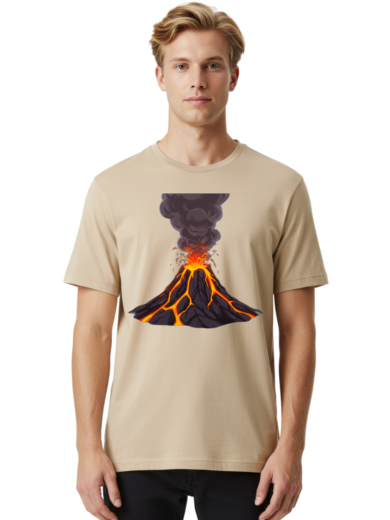 Erupting-Volcano Men'S Graphic Tee, 100% Cotton, Comfortable Casual Summer Wear, Machine Washable, Vintage Camera, Old Camera, Antique Camera, Black Camera, Classic Photography, Photography Equipment, Nostalgic Device, Film Camera, Camera Art Bam384