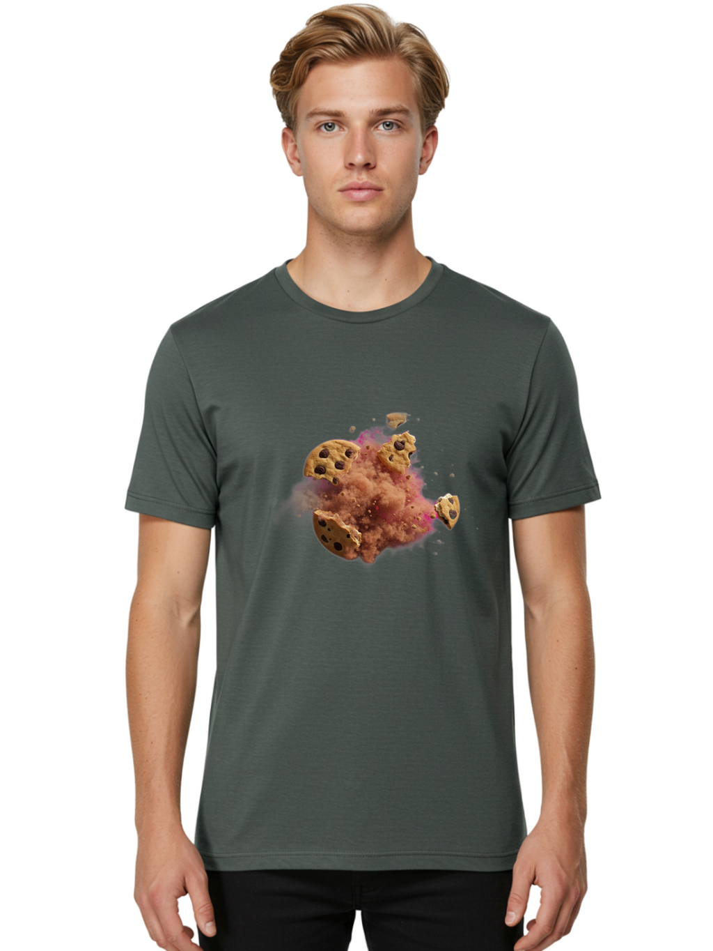 Exploding-Chocolate-Chip-Cookies Men'S Graphic Tee, 100% Cotton, Comfortable Casual Summer Wear, Machine Washable, Vintage Camera, Old Camera, Antique Camera, Black Camera, Classic Photography, Photography Equipment, Nostalgic Device, Bam385