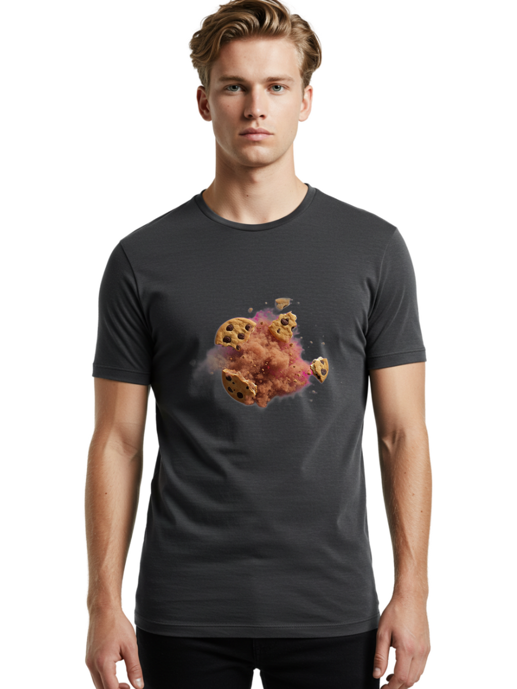 Exploding-Chocolate-Chip-Cookies Men'S Graphic Tee, 100% Cotton, Comfortable Casual Summer Wear, Machine Washable, Vintage Camera, Old Camera, Antique Camera, Black Camera, Classic Photography, Photography Equipment, Nostalgic Device, Bam385