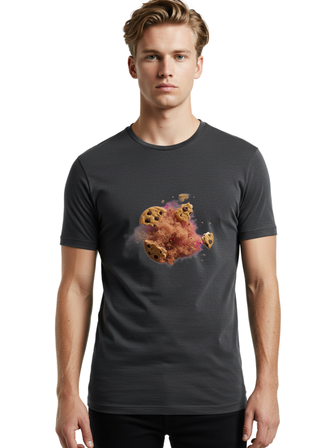 Exploding-Chocolate-Chip-Cookies Men'S Graphic Tee, 100% Cotton, Comfortable Casual Summer Wear, Machine Washable, Vintage Camera, Old Camera, Antique Camera, Black Camera, Classic Photography, Photography Equipment, Nostalgic Device, Bam385