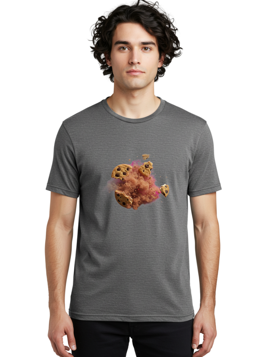 Exploding-Chocolate-Chip-Cookies Men'S Graphic Tee, 100% Cotton, Comfortable Casual Summer Wear, Machine Washable, Vintage Camera, Old Camera, Antique Camera, Black Camera, Classic Photography, Photography Equipment, Nostalgic Device, Bam385