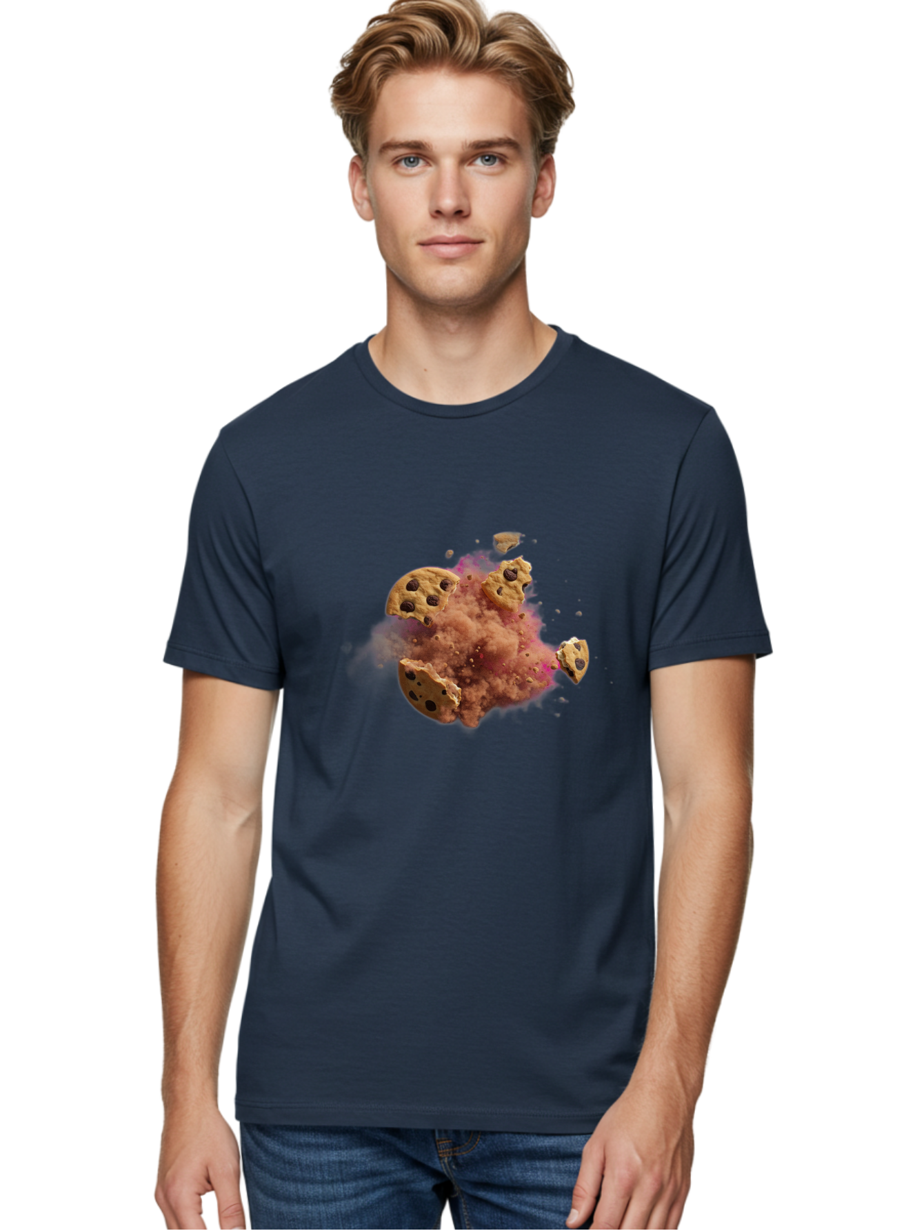 Exploding-Chocolate-Chip-Cookies Men'S Graphic Tee, 100% Cotton, Comfortable Casual Summer Wear, Machine Washable, Vintage Camera, Old Camera, Antique Camera, Black Camera, Classic Photography, Photography Equipment, Nostalgic Device, Bam385