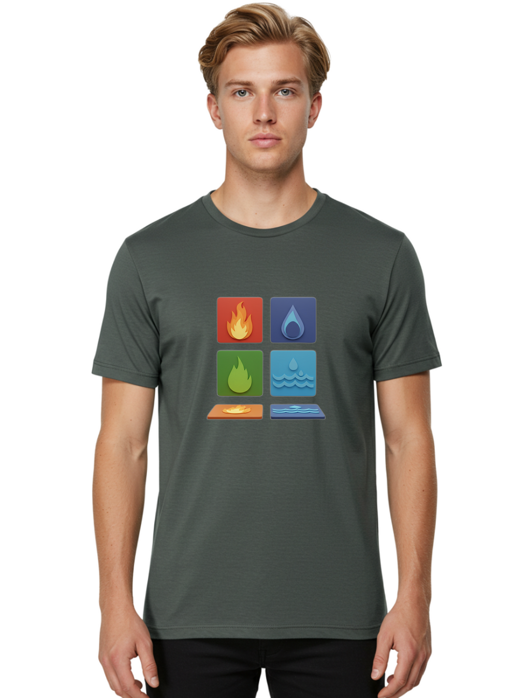 Fire-And-Water-Elements Men'S Graphic Tee, 100% Cotton, Comfortable Casual Summer Wear, Machine Washable, Vintage Camera, Old Camera, Antique Camera, Black Camera, Classic Photography, Photography Equipment, Nostalgic Device, Film Camera, Bam397