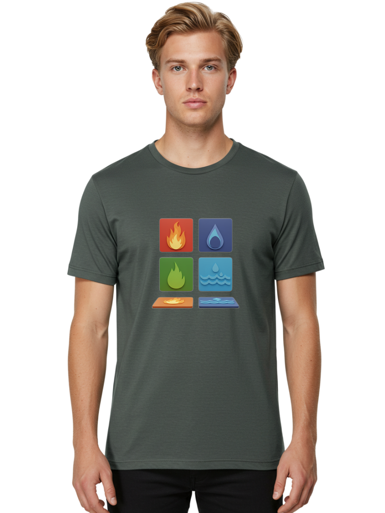 Fire-And-Water-Elements Men'S Graphic Tee, 100% Cotton, Comfortable Casual Summer Wear, Machine Washable, Vintage Camera, Old Camera, Antique Camera, Black Camera, Classic Photography, Photography Equipment, Nostalgic Device, Film Camera, Bam397