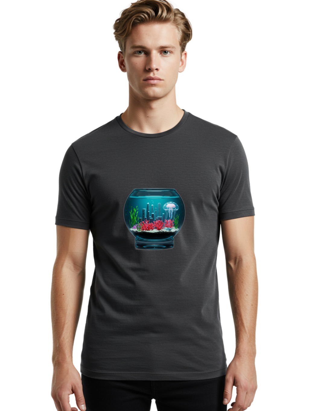 Fish-Bowl-Cityscape Men'S Graphic Tee, 100% Cotton, Comfortable Casual Summer Wear, Machine Washable, Vintage Camera, Old Camera, Antique Camera, Black Camera, Classic Photography, Photography Equipment, Nostalgic Device, Film Camera, Bam399