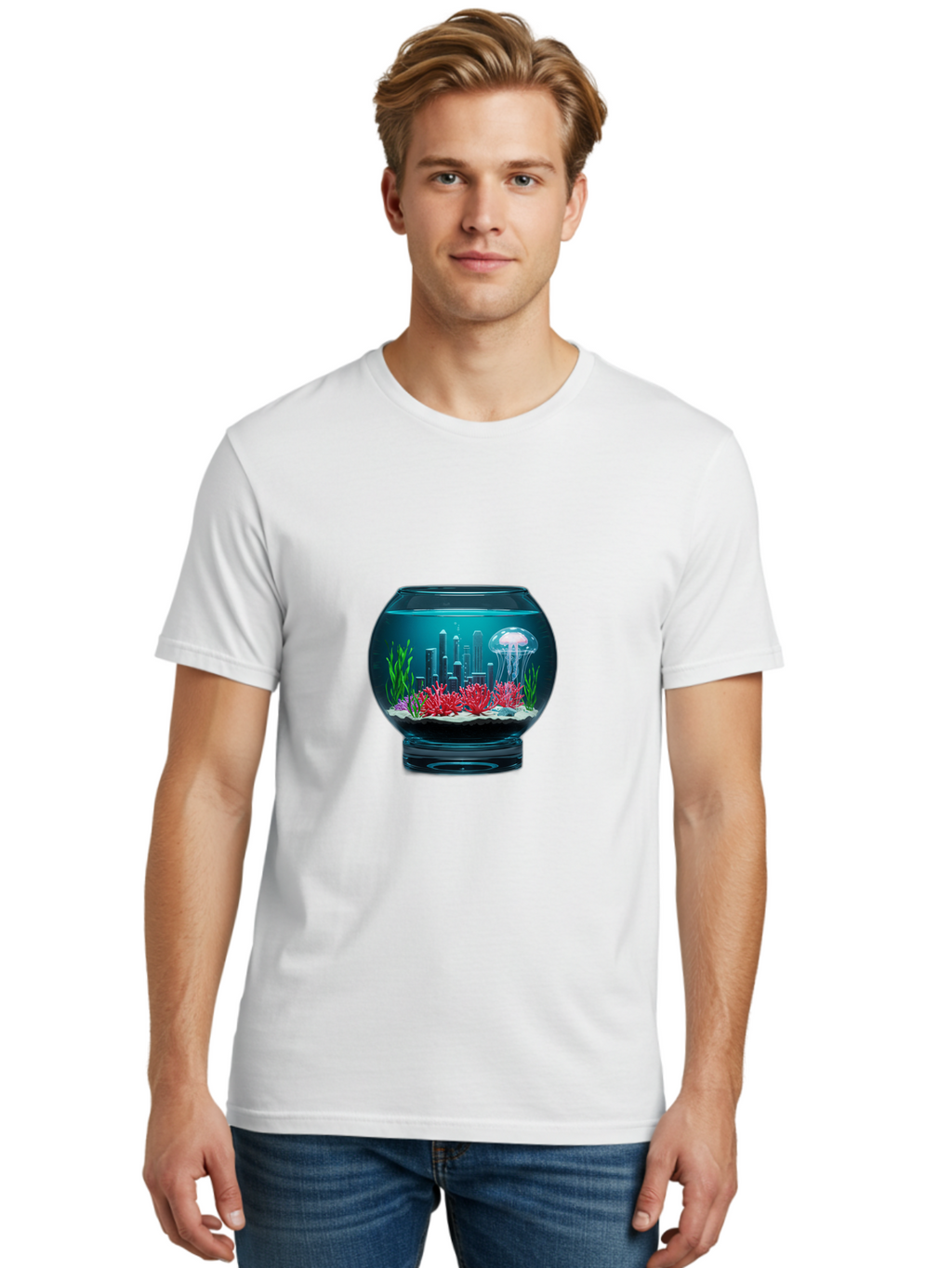 Fish-Bowl-Cityscape Men'S Graphic Tee, 100% Cotton, Comfortable Casual Summer Wear, Machine Washable, Vintage Camera, Old Camera, Antique Camera, Black Camera, Classic Photography, Photography Equipment, Nostalgic Device, Film Camera, Bam399