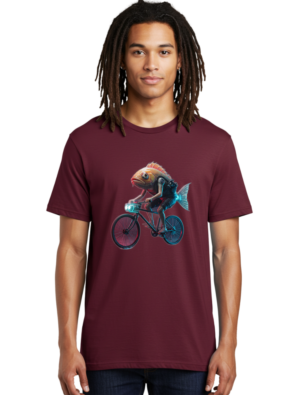 Fish-On-Bicycle-1 Men'S Graphic Tee, 100% Cotton, Comfortable Casual Summer Wear, Machine Washable, Vintage Camera, Old Camera, Antique Camera, Black Camera, Classic Photography, Photography Equipment, Nostalgic Device, Film Camera, Camera Art Bam401