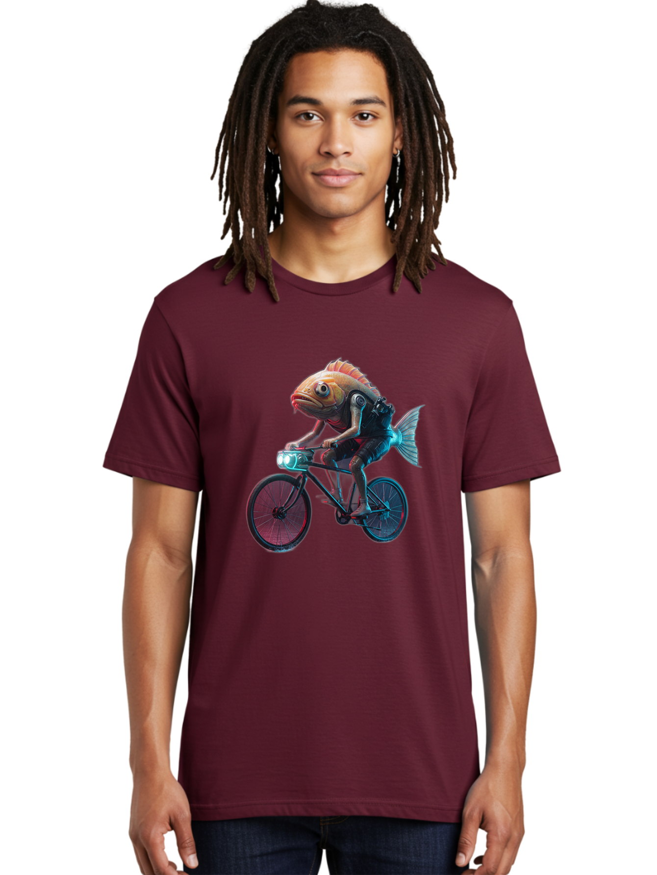 Fish-On-Bicycle-1 Men'S Graphic Tee, 100% Cotton, Comfortable Casual Summer Wear, Machine Washable, Vintage Camera, Old Camera, Antique Camera, Black Camera, Classic Photography, Photography Equipment, Nostalgic Device, Film Camera, Camera Art Bam401