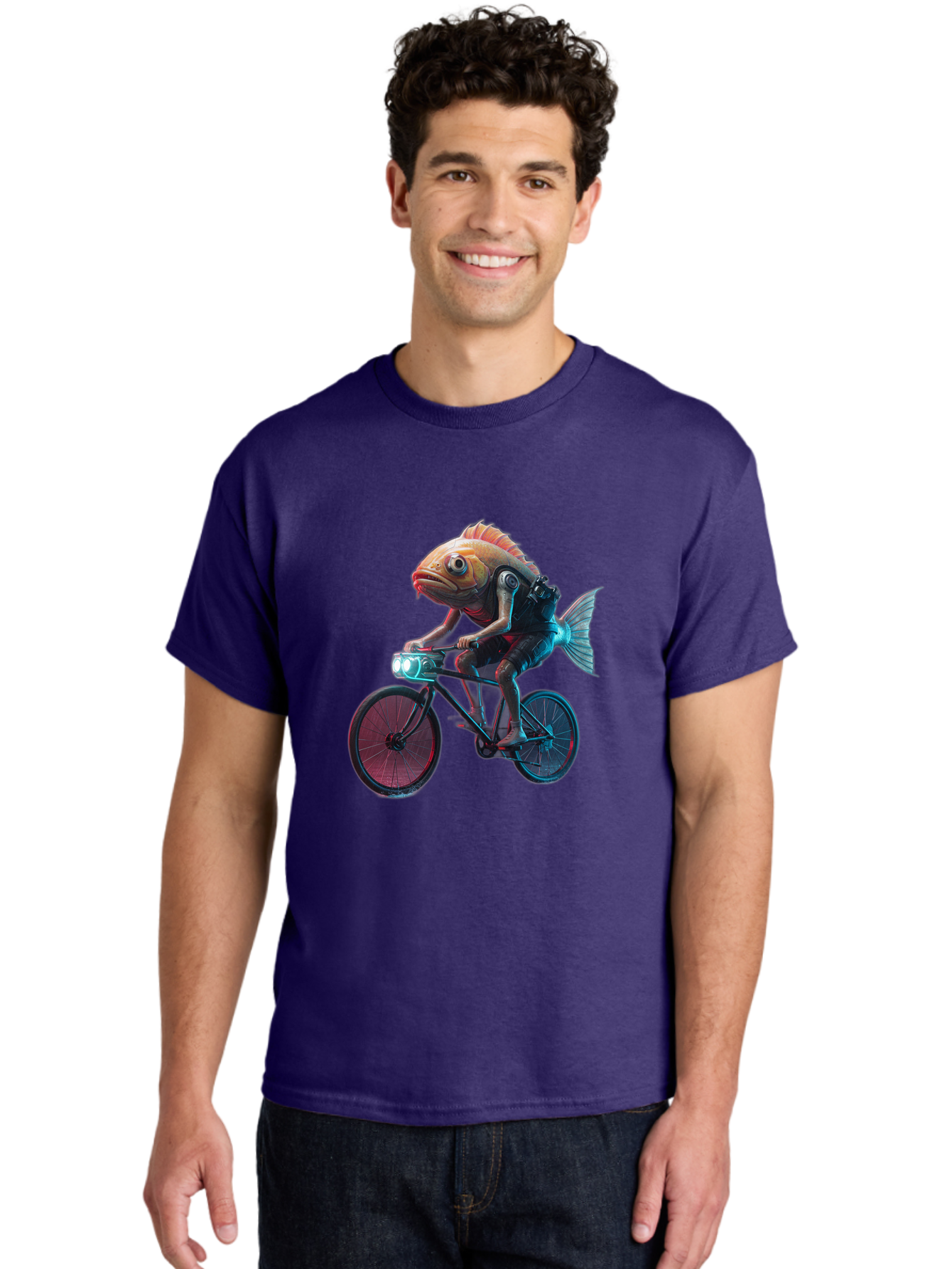 Fish-On-Bicycle-1 Men'S Graphic Tee, 100% Cotton, Comfortable Casual Summer Wear, Machine Washable, Vintage Camera, Old Camera, Antique Camera, Black Camera, Classic Photography, Photography Equipment, Nostalgic Device, Film Camera, Camera Art Bam401
