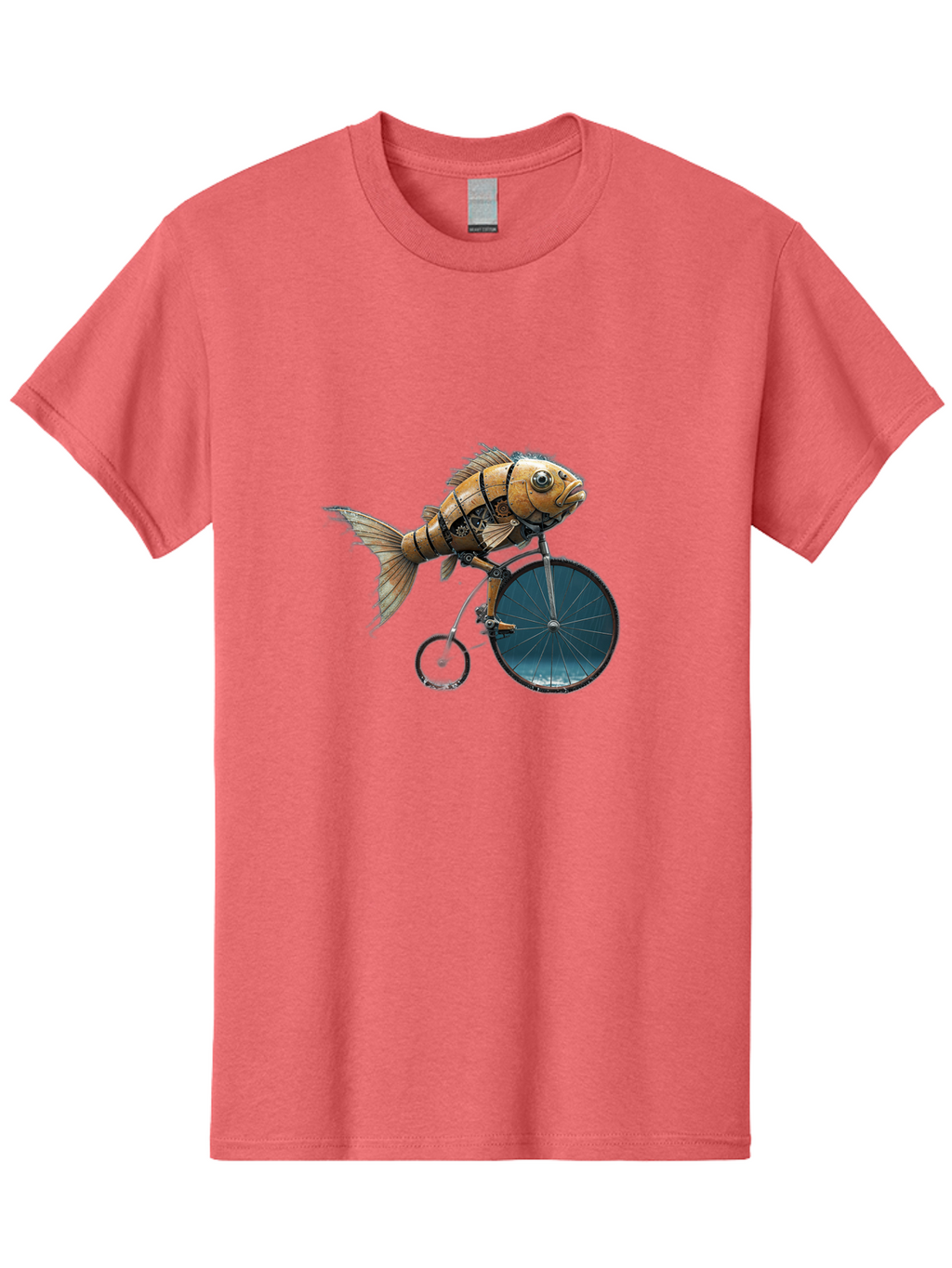 Fish-Riding-Bicycle Men'S Graphic Tee, 100% Cotton, Comfortable Casual Summer Wear, Machine Washable, Vintage Camera, Old Camera, Antique Camera, Black Camera, Classic Photography, Photography Equipment, Nostalgic Device, Film Camera, Bam403